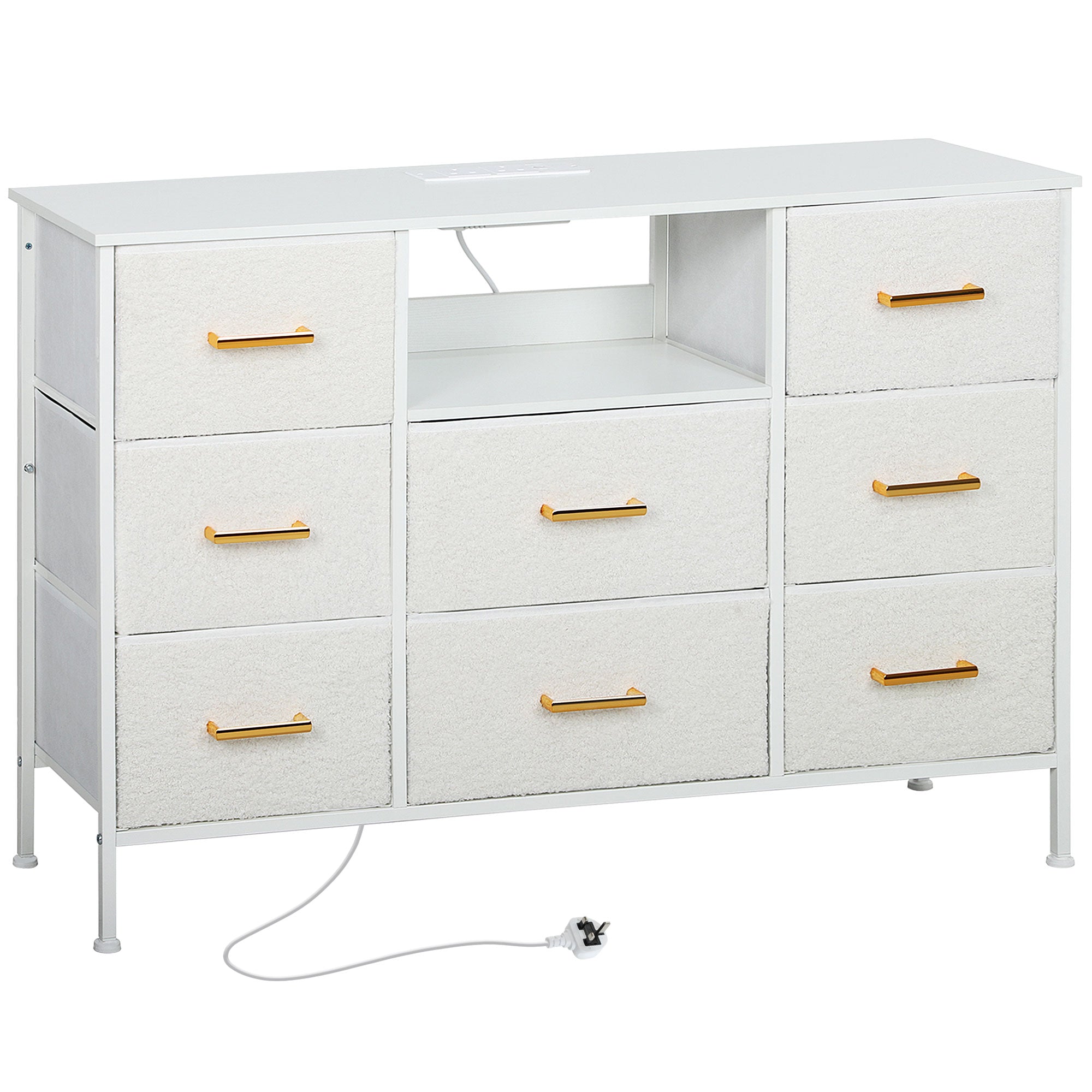 HOMCOM 8-Drawer Boucle Dresser with USB, USB-C & Power Outlets