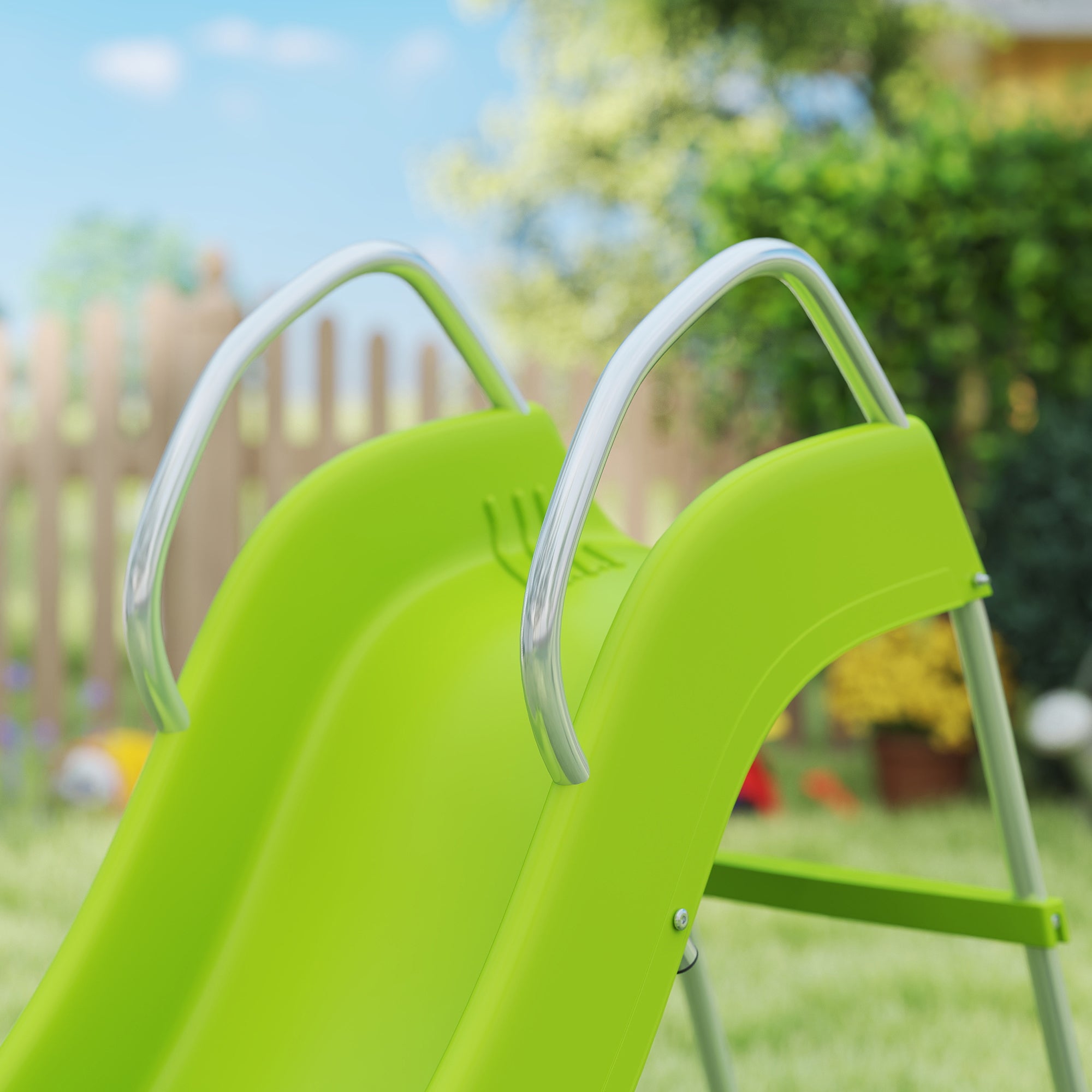 AIYAPLAY Freestanding Kids Wavy Slide with Ladder, Green