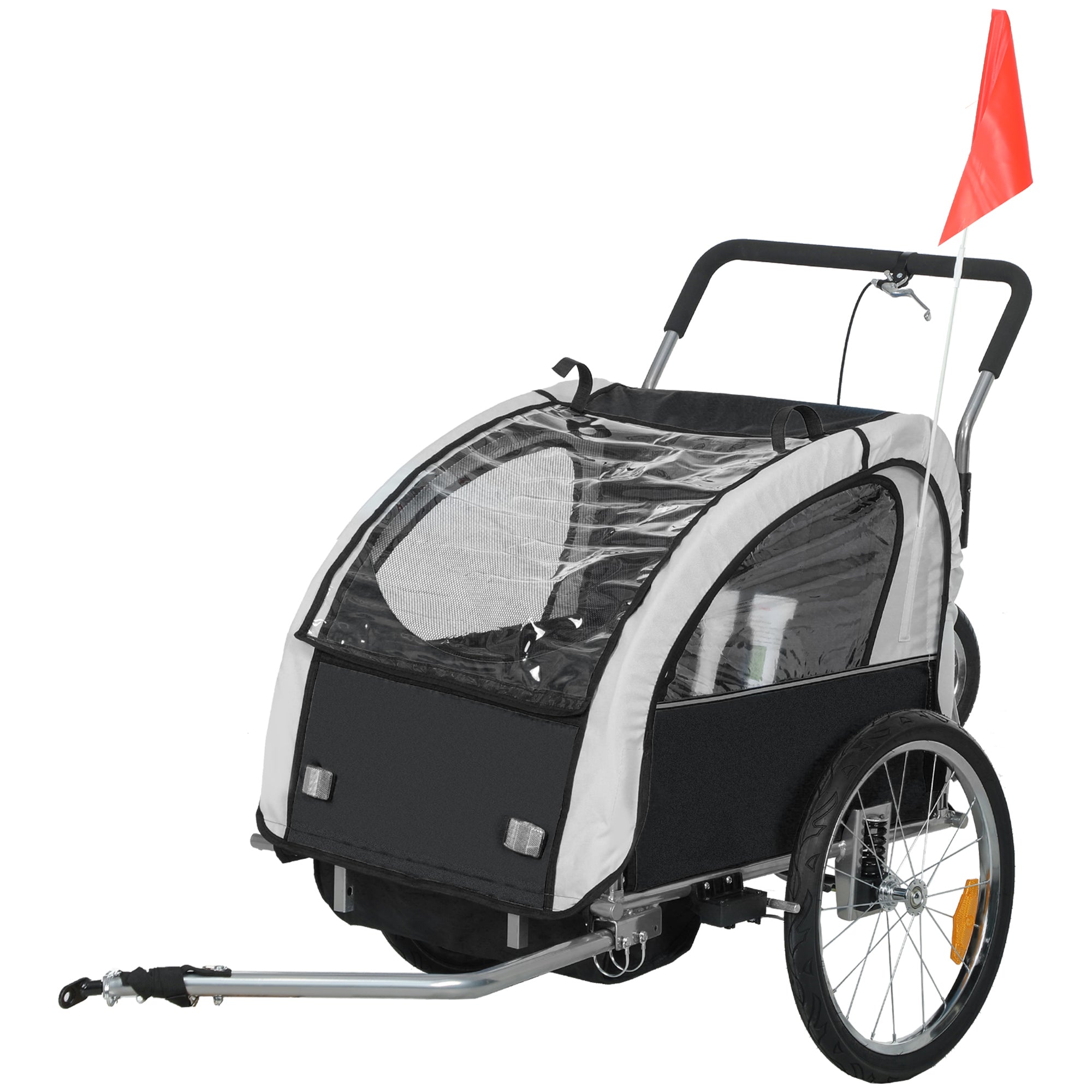 HOMCOM 2-Seater Kids Bike Trailer, 5-Point Harness, Black