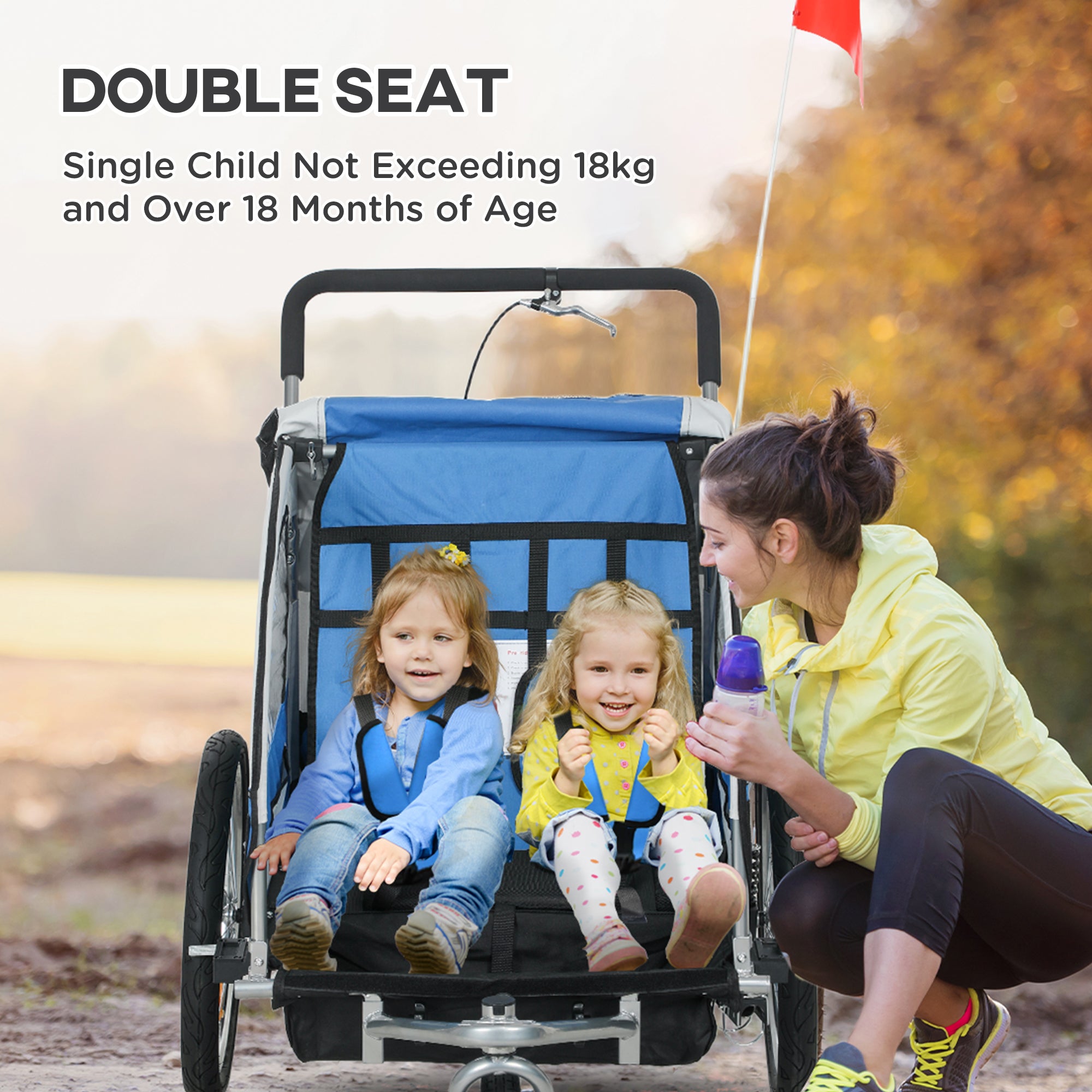 HOMCOM Steel Frame Child Carrier for 2 Kids with 5-Point Harness