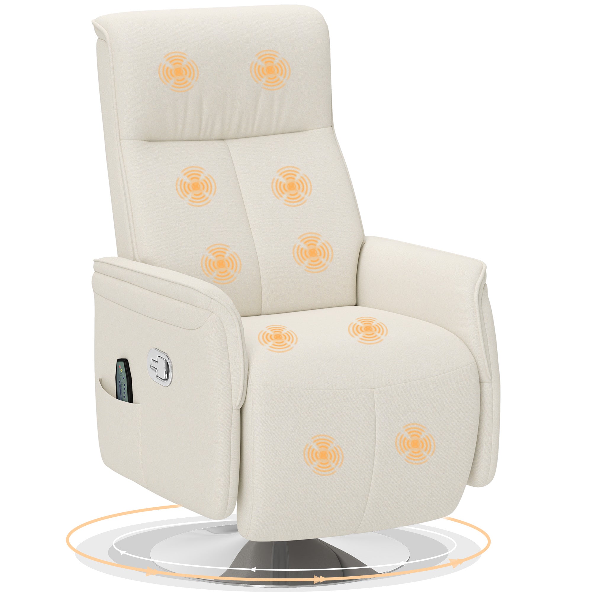HOMCOM 10-Point Massage Reclining Chair with Footrest, Cream White