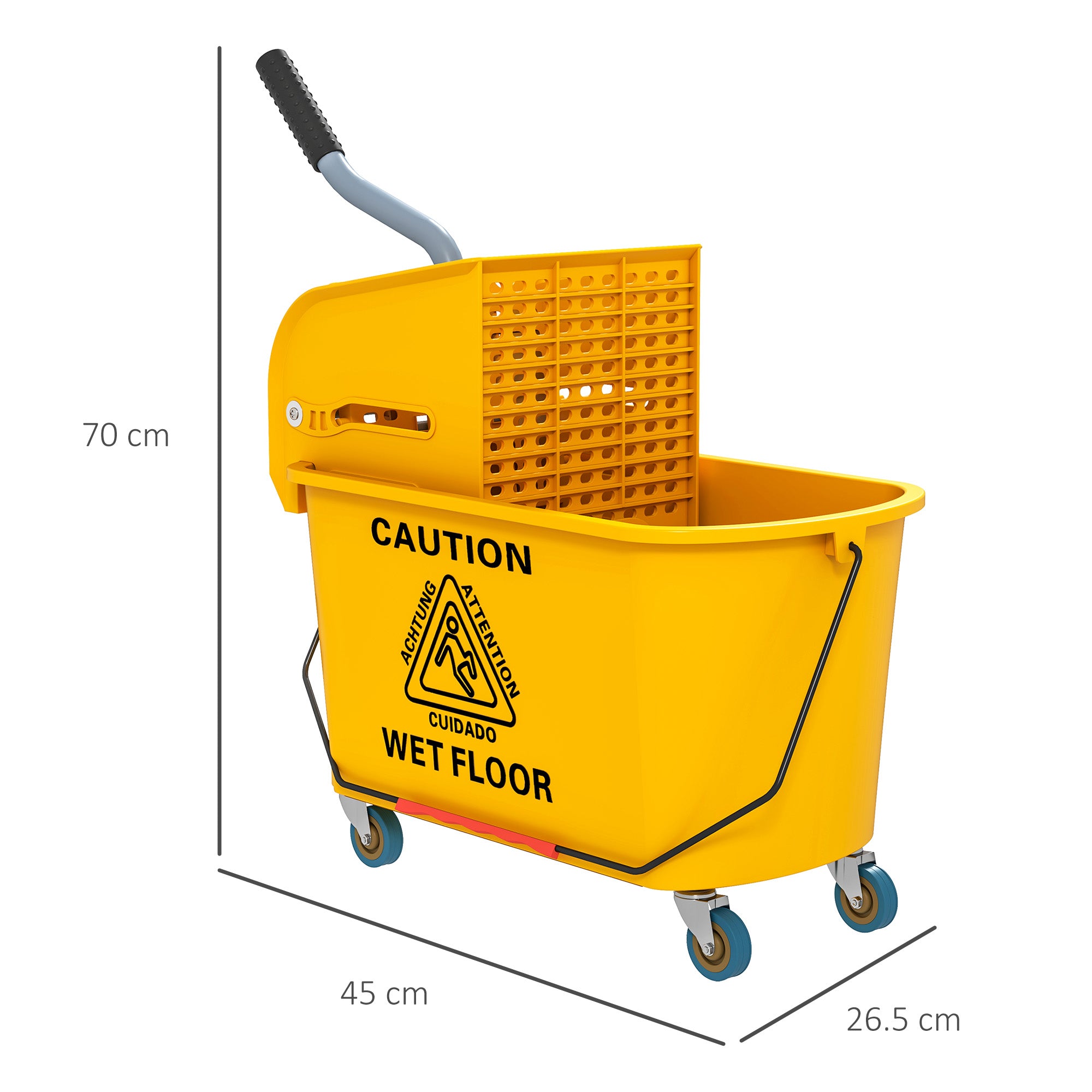 HOMCOM 20L Mop Bucket with Side Press Wringer, Wheels & Separator