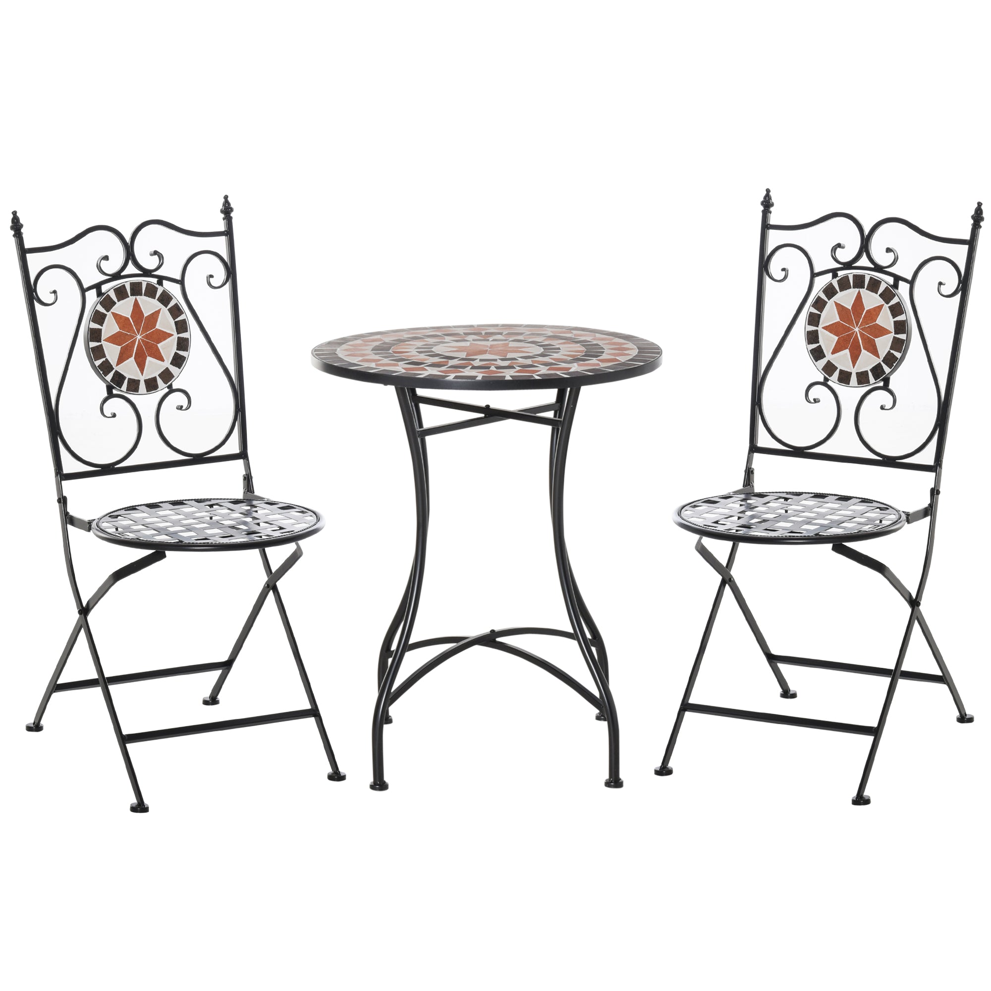 Outsunny 3-Piece Folding Mosaic Bistro Set for Patio and Garden