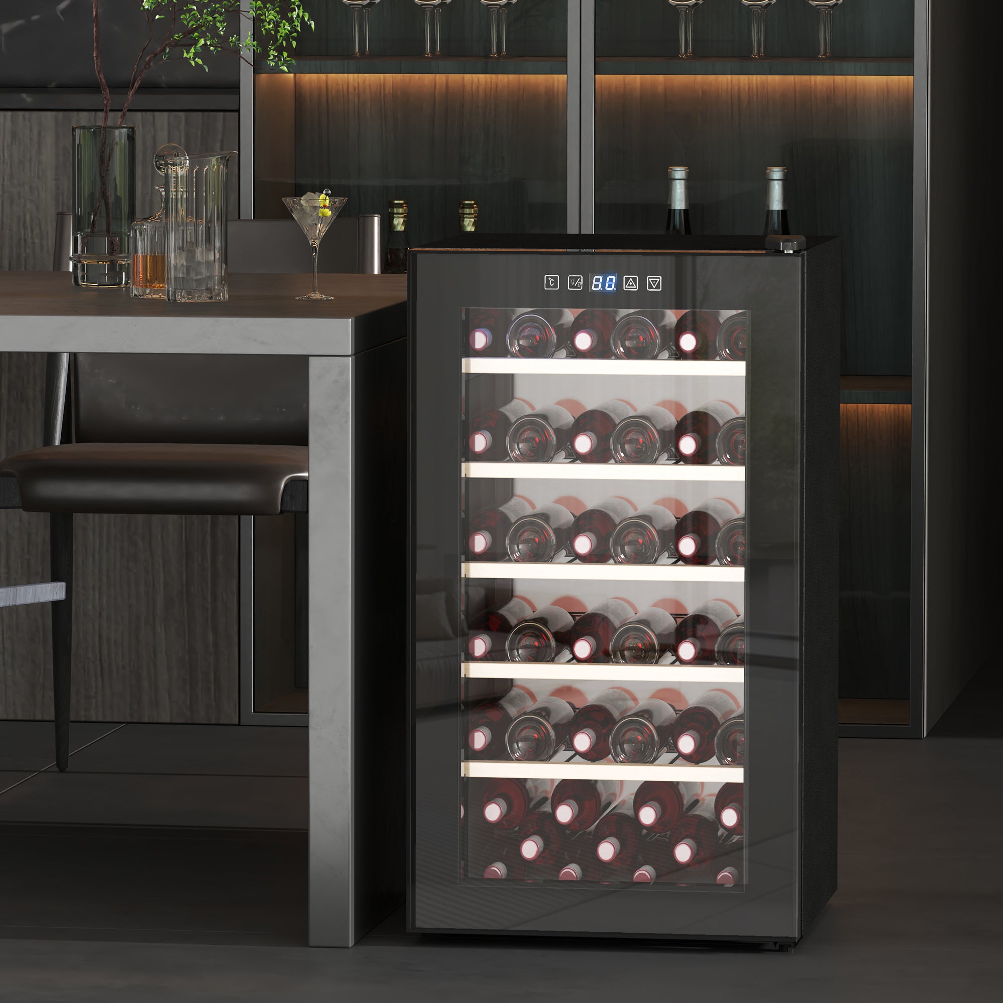 HOMCOM 41-Bottle Freestanding Wine Cooler Fridge, Black