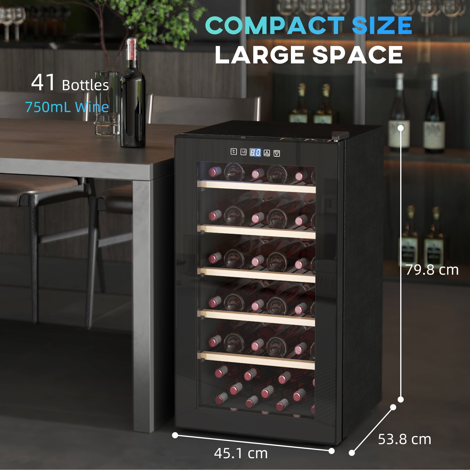 HOMCOM 41-Bottle Freestanding Wine Cooler Fridge, Black