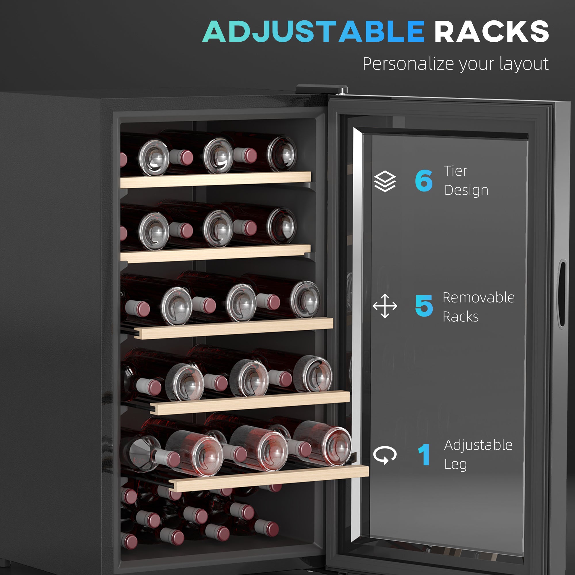 HOMCOM 41-Bottle Freestanding Wine Cooler Fridge, Black
