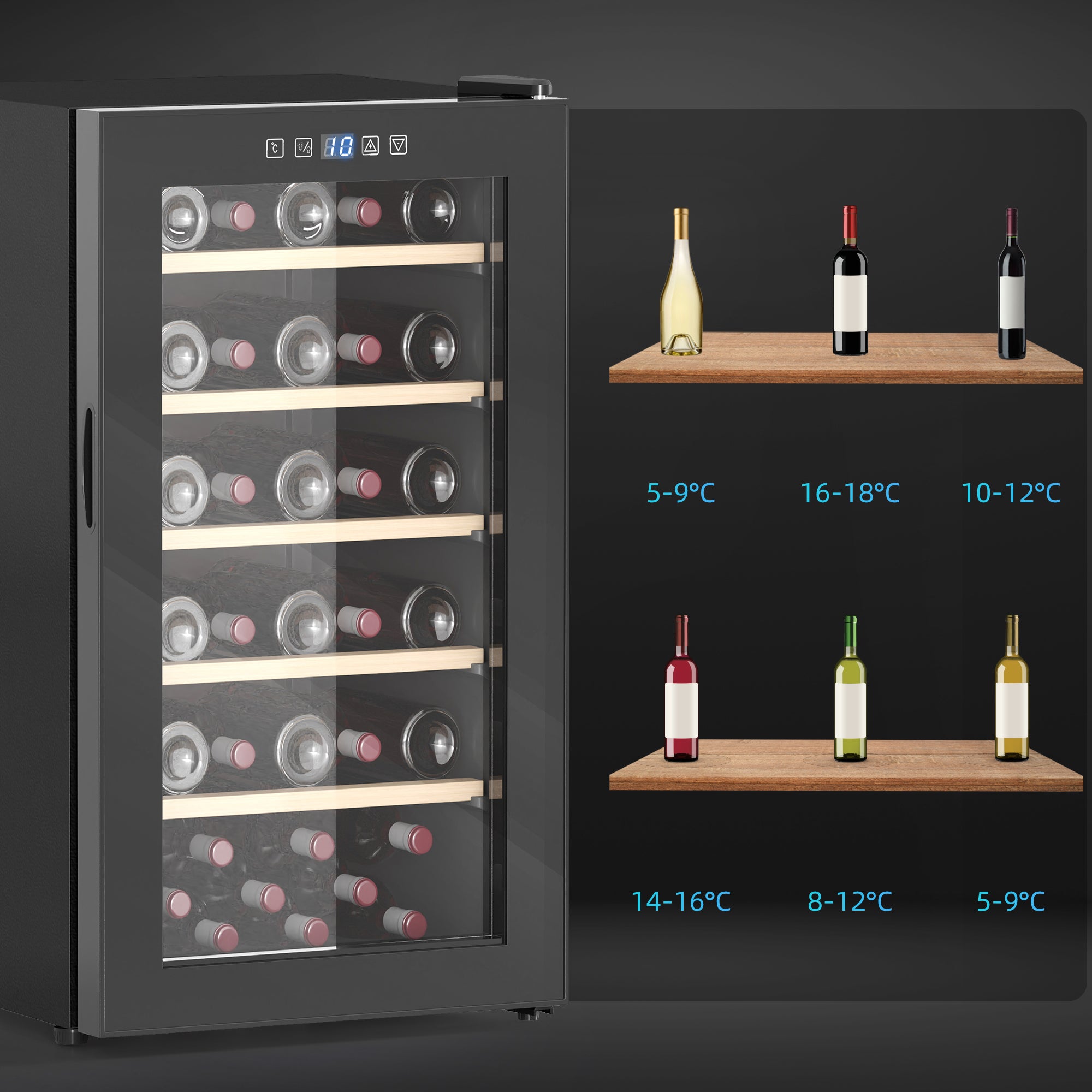 HOMCOM 41-Bottle Freestanding Wine Cooler Fridge, Black