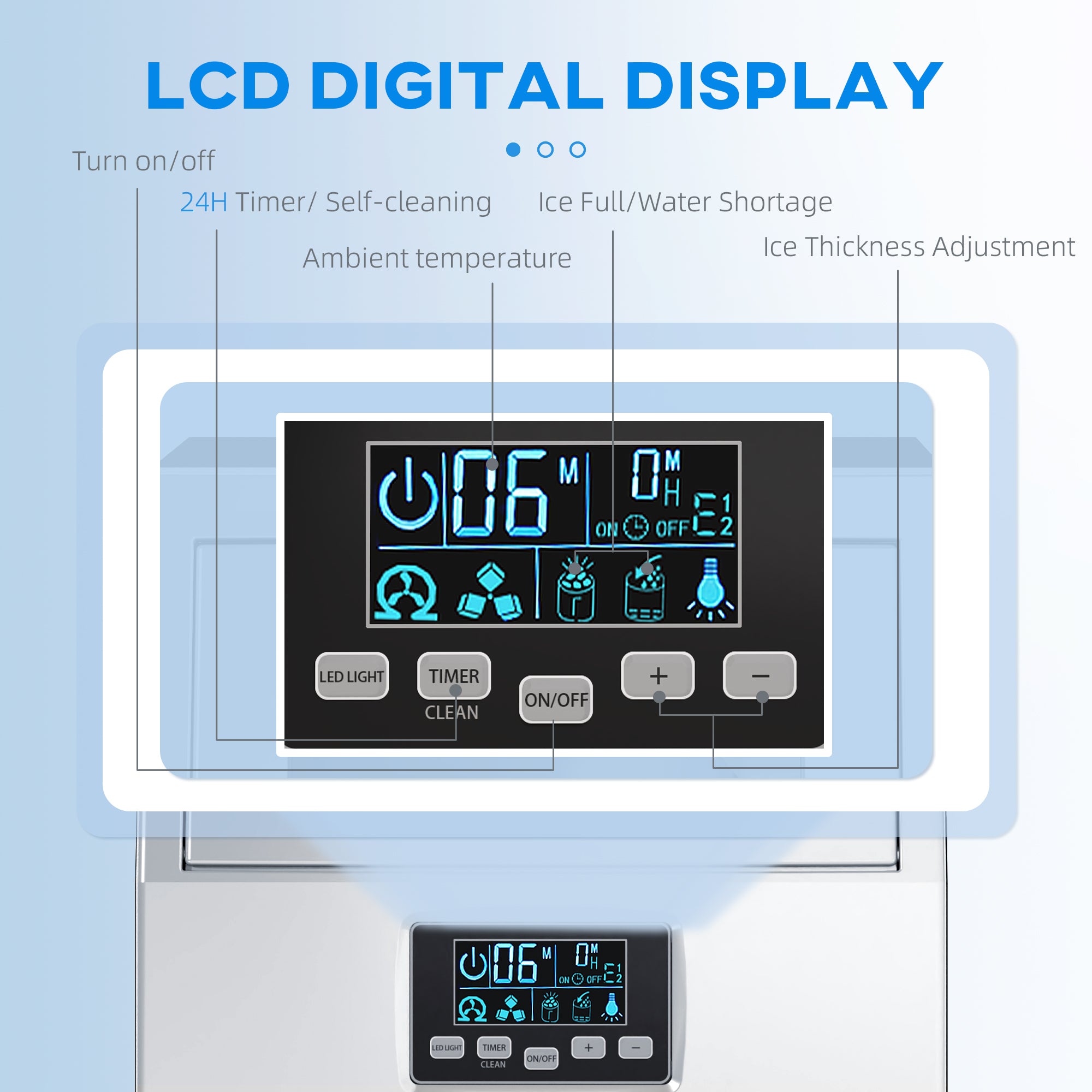 HOMCOM Commercial Ice Maker, 30kg/Day, 4kg Ice Storage