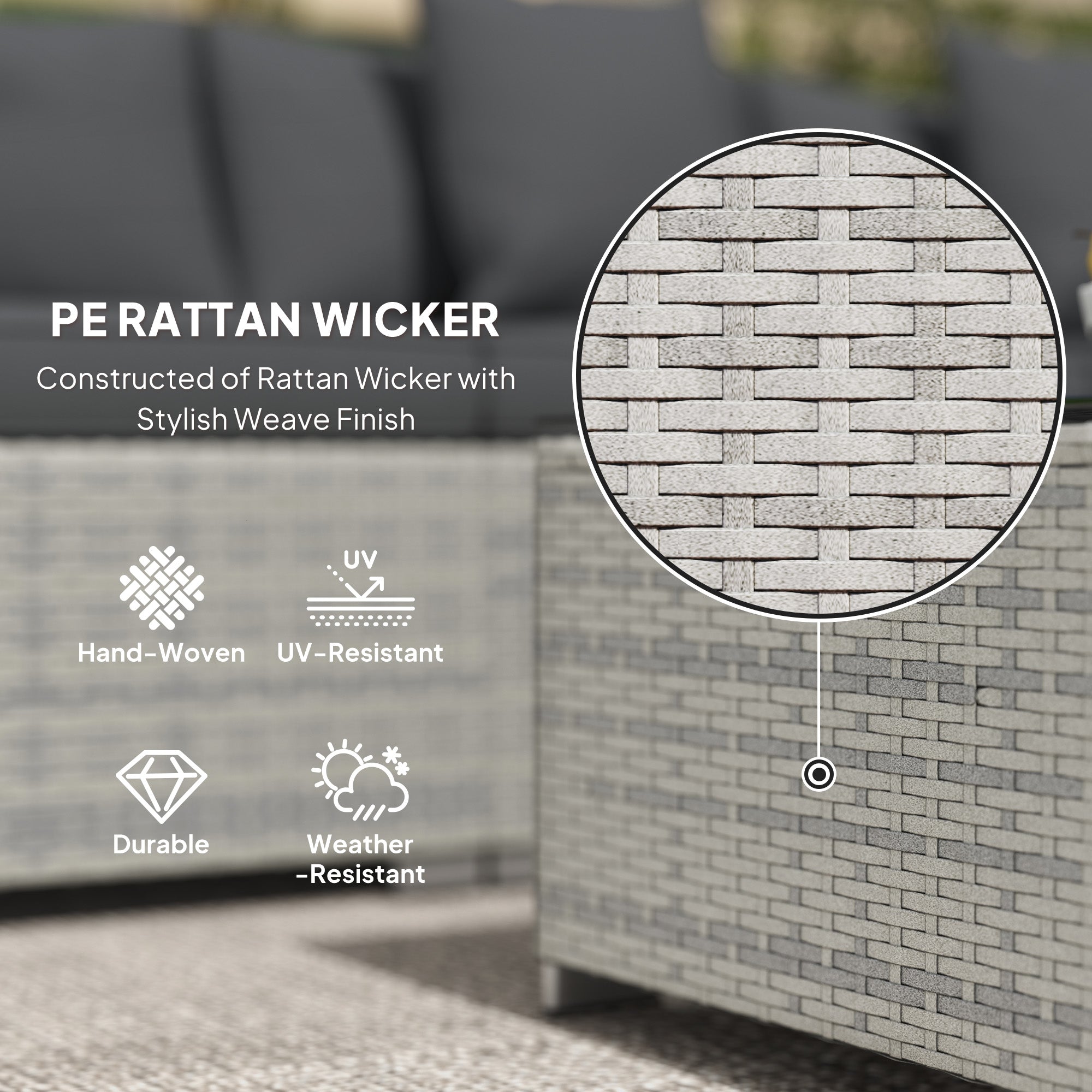 Outsunny 6-Piece Rattan Garden Sofa Set with Table, Mixed Grey