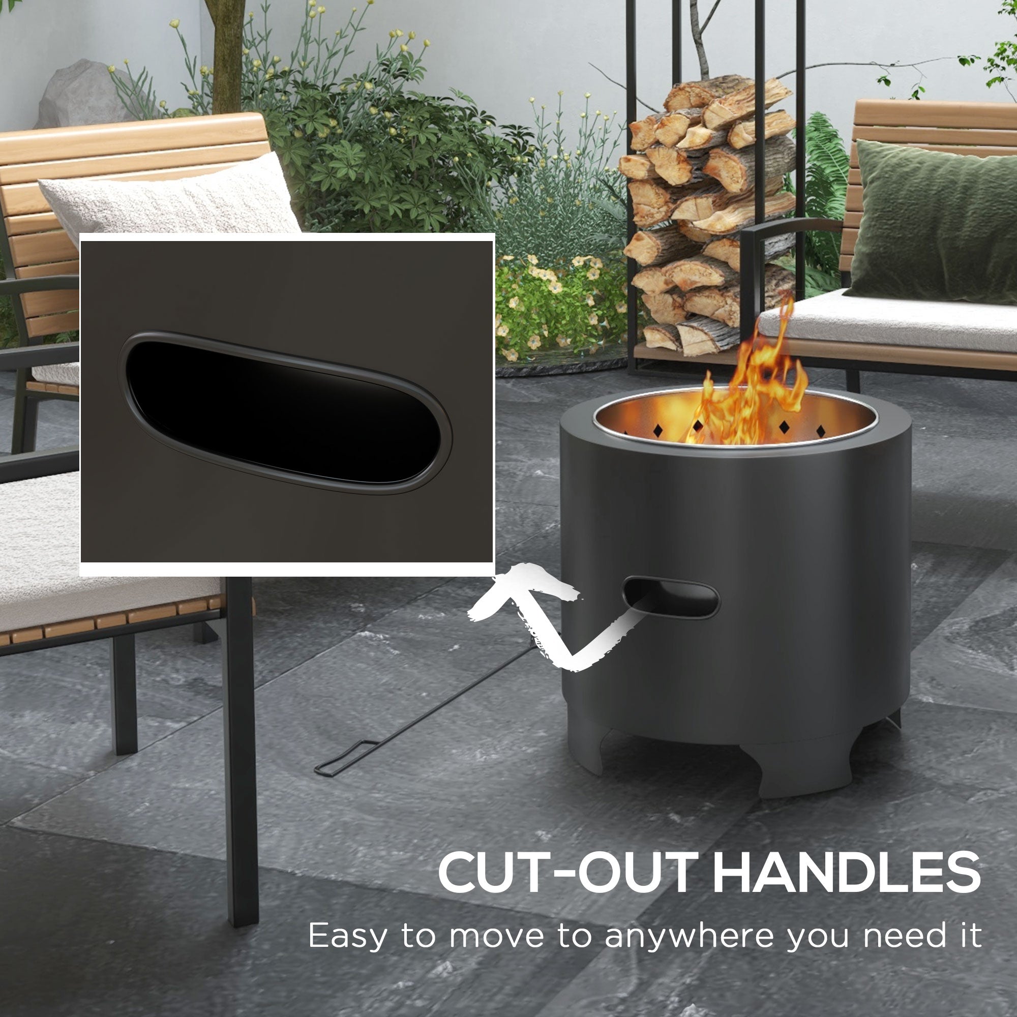 Outsunny Outdoor Fire Pit with Secondary Combustion for Clean Burning