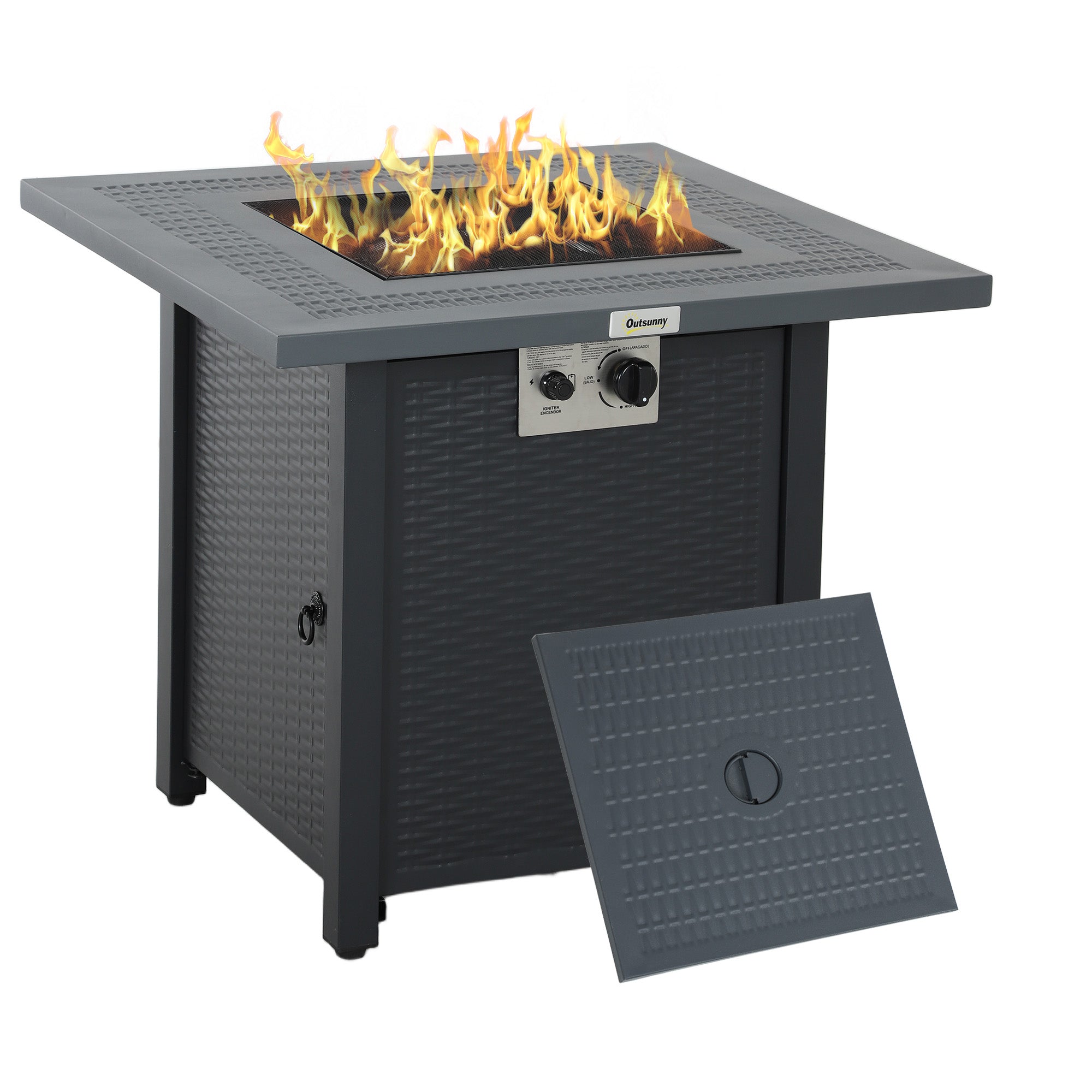 Outsunny 40000 BTU Steel Fire Pit Table with Pulse Ignition