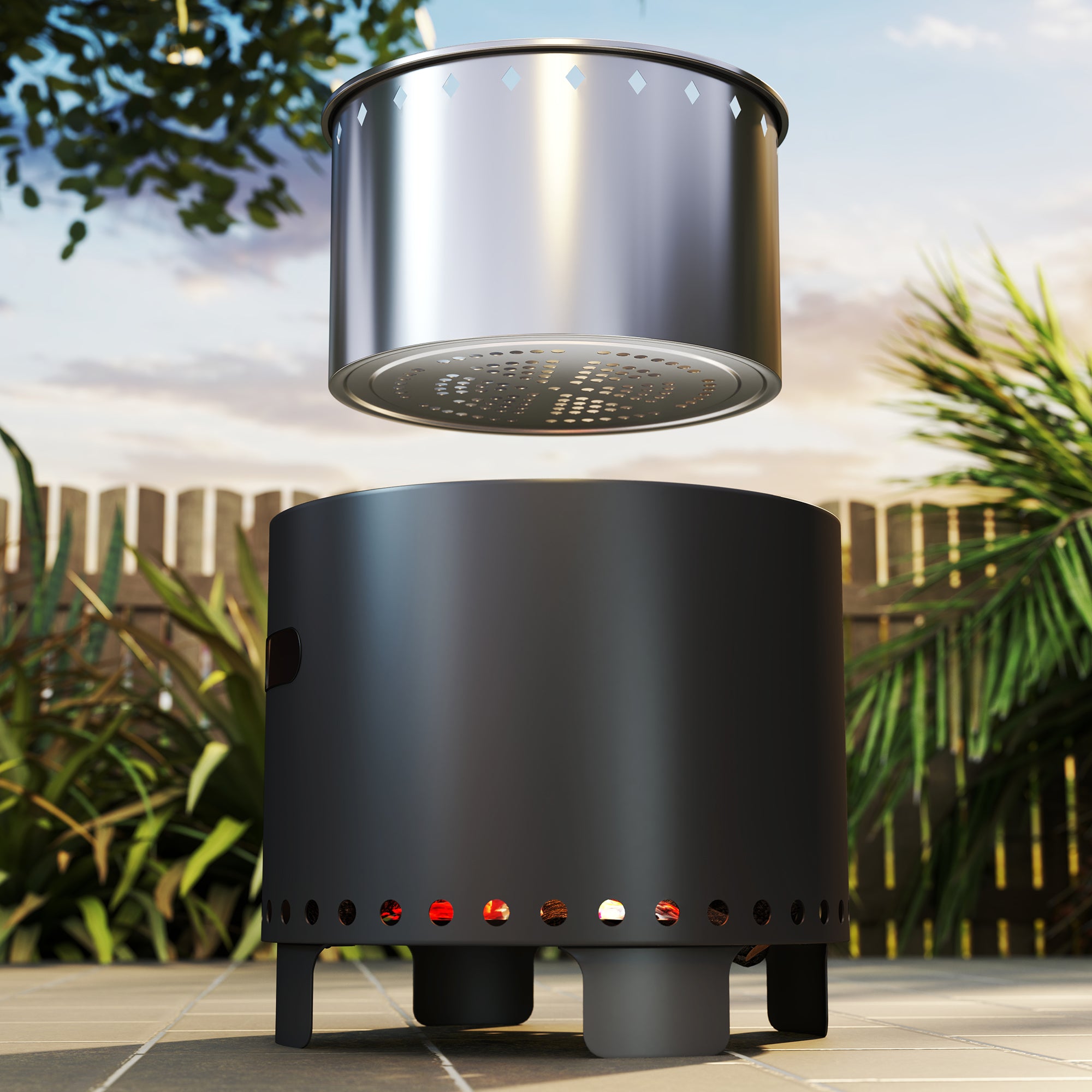 Outsunny Smokeless Wood Burning Steel Fire Pit, Dark Grey