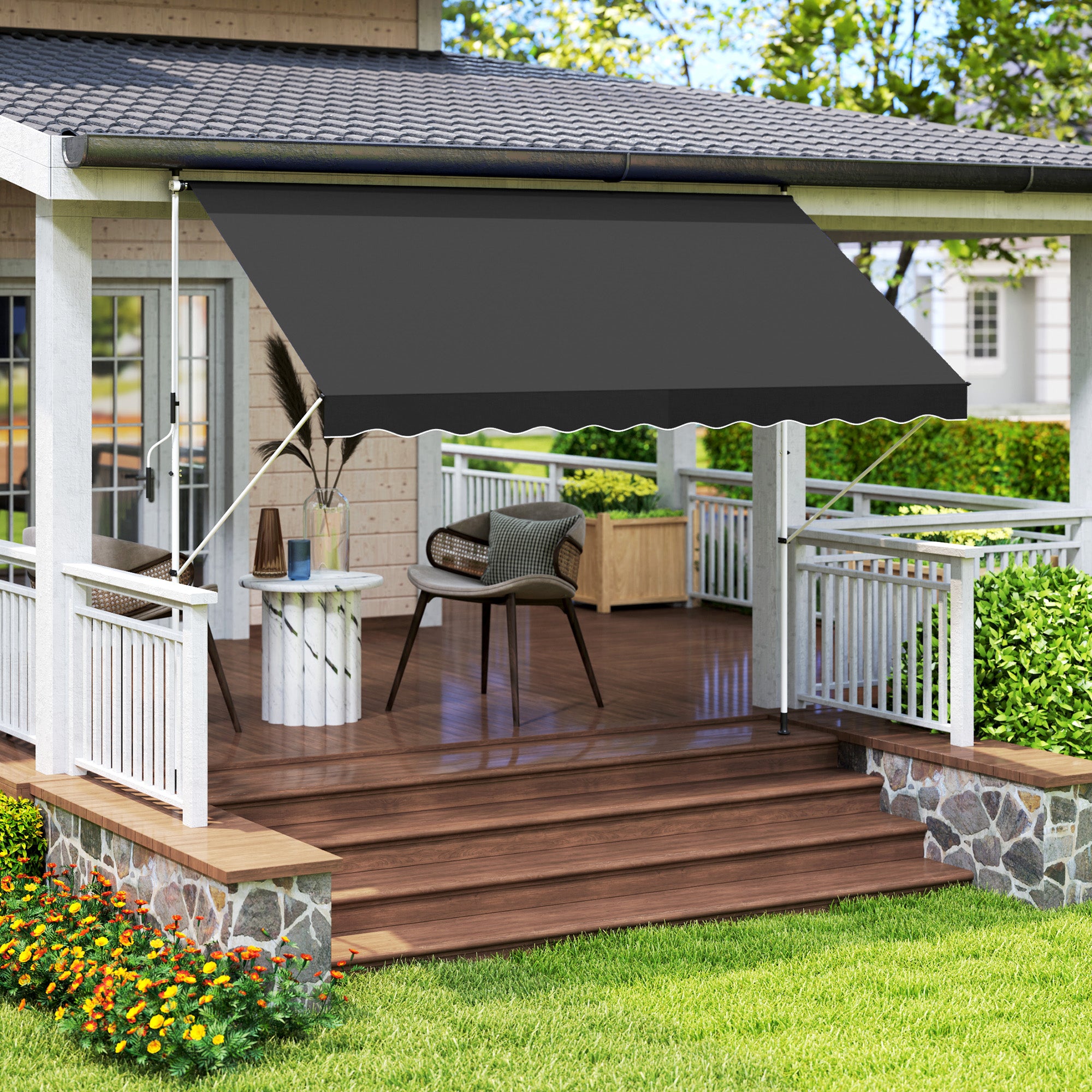 Outsunny Retractable Floor-to-Ceiling Patio Awning, 3 x 1.5 m
