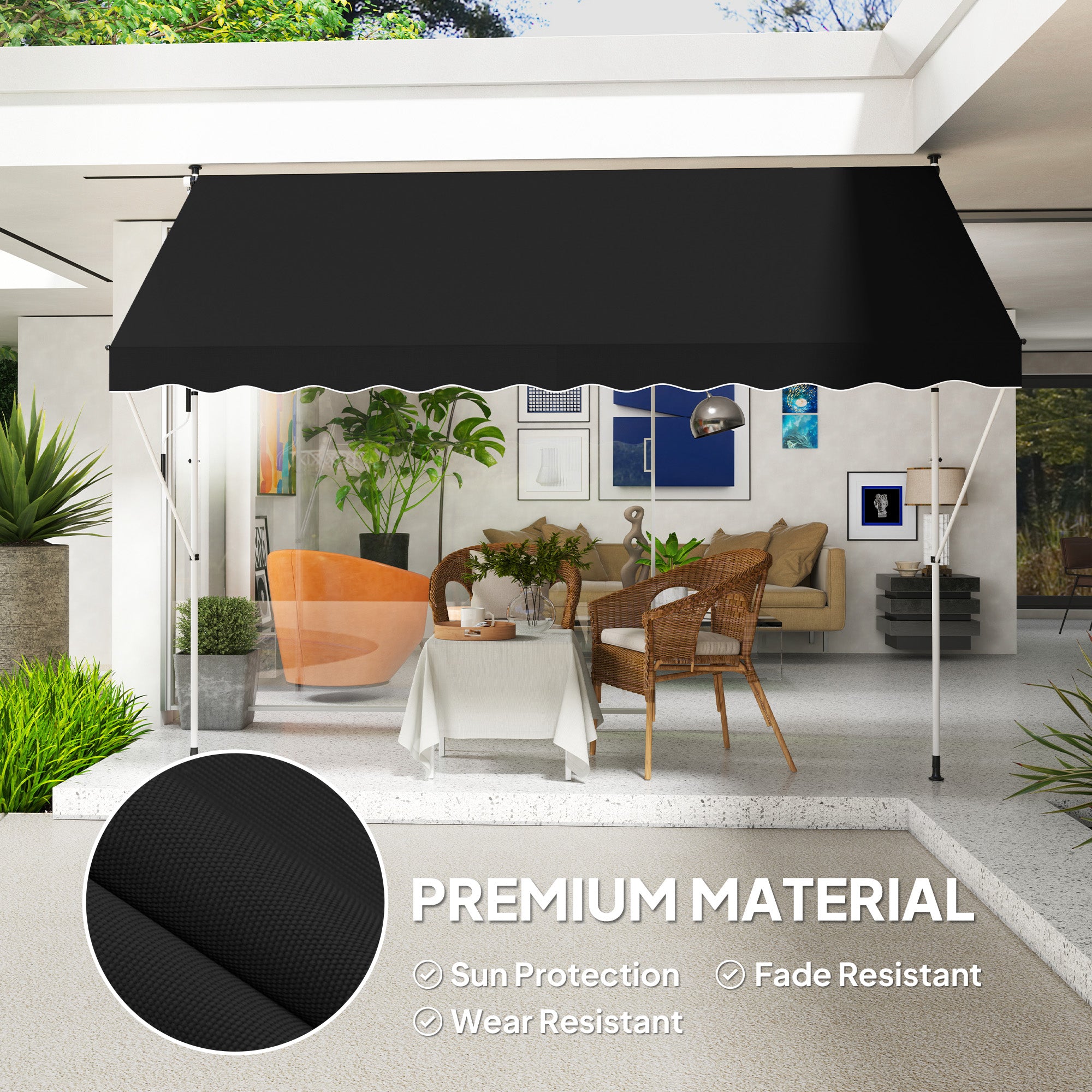 Outsunny Retractable Floor-to-Ceiling Patio Awning, 3 x 1.5 m