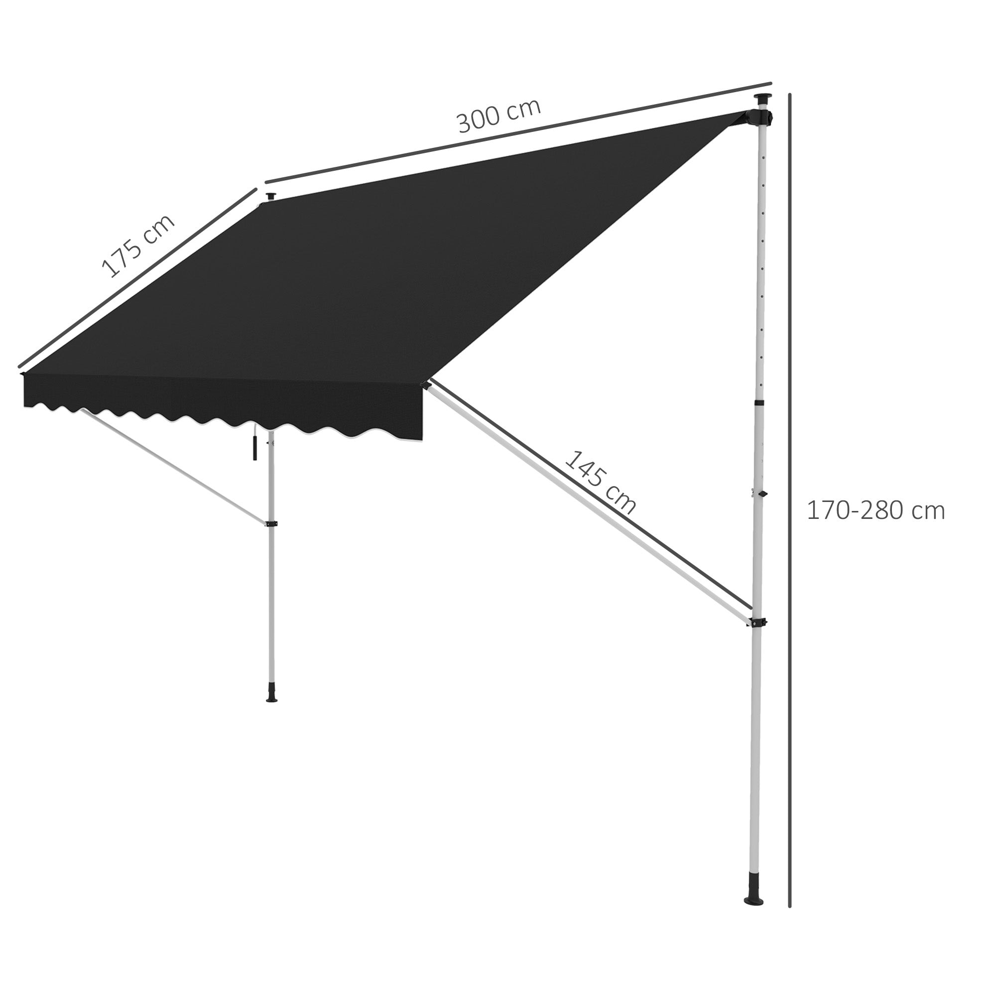 Outsunny Retractable Floor-to-Ceiling Patio Awning, 3 x 1.5 m