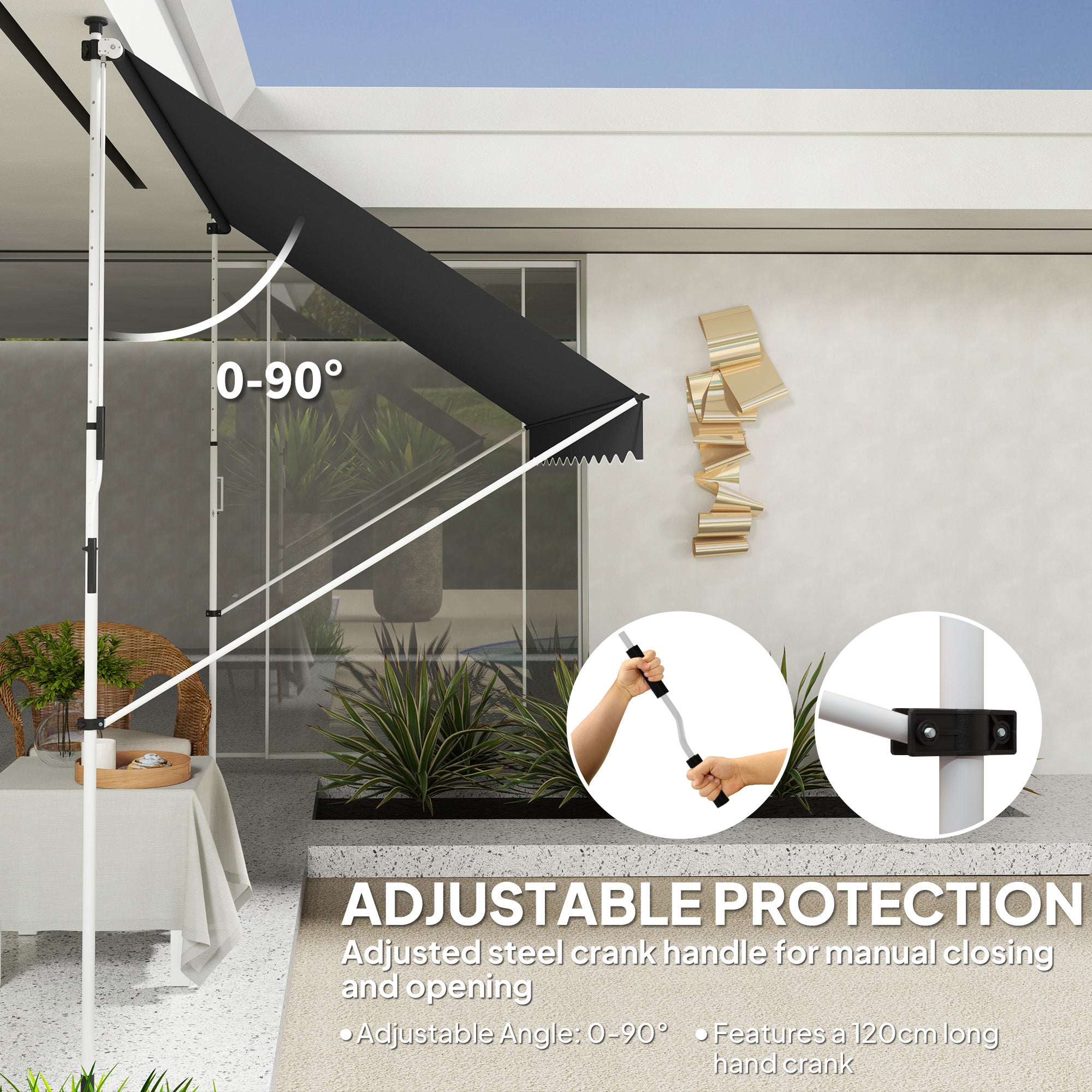 Outsunny Retractable Floor-to-Ceiling Patio Awning, 3 x 1.5 m