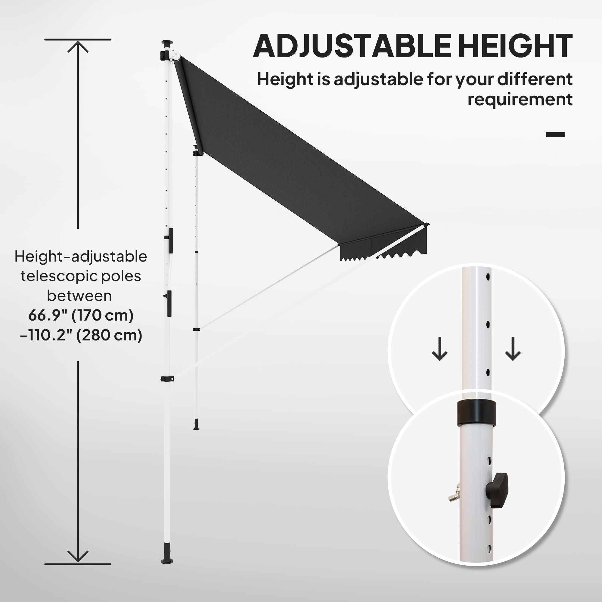 Outsunny Retractable Floor-to-Ceiling Patio Awning, 3 x 1.5 m