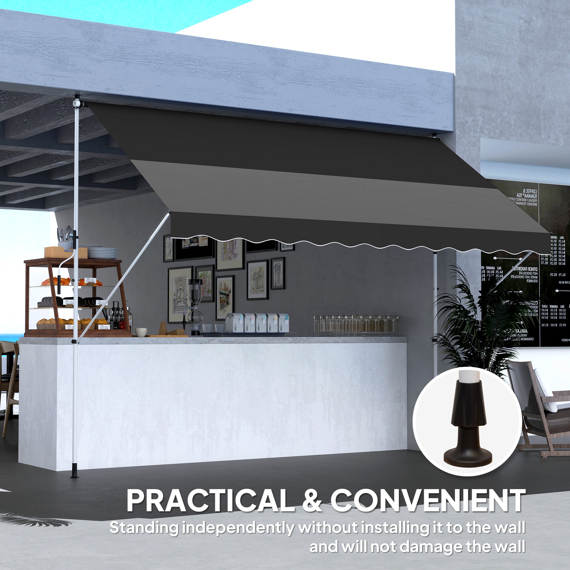 Outsunny Retractable Floor-to-Ceiling Patio Awning, 3 x 1.5 m