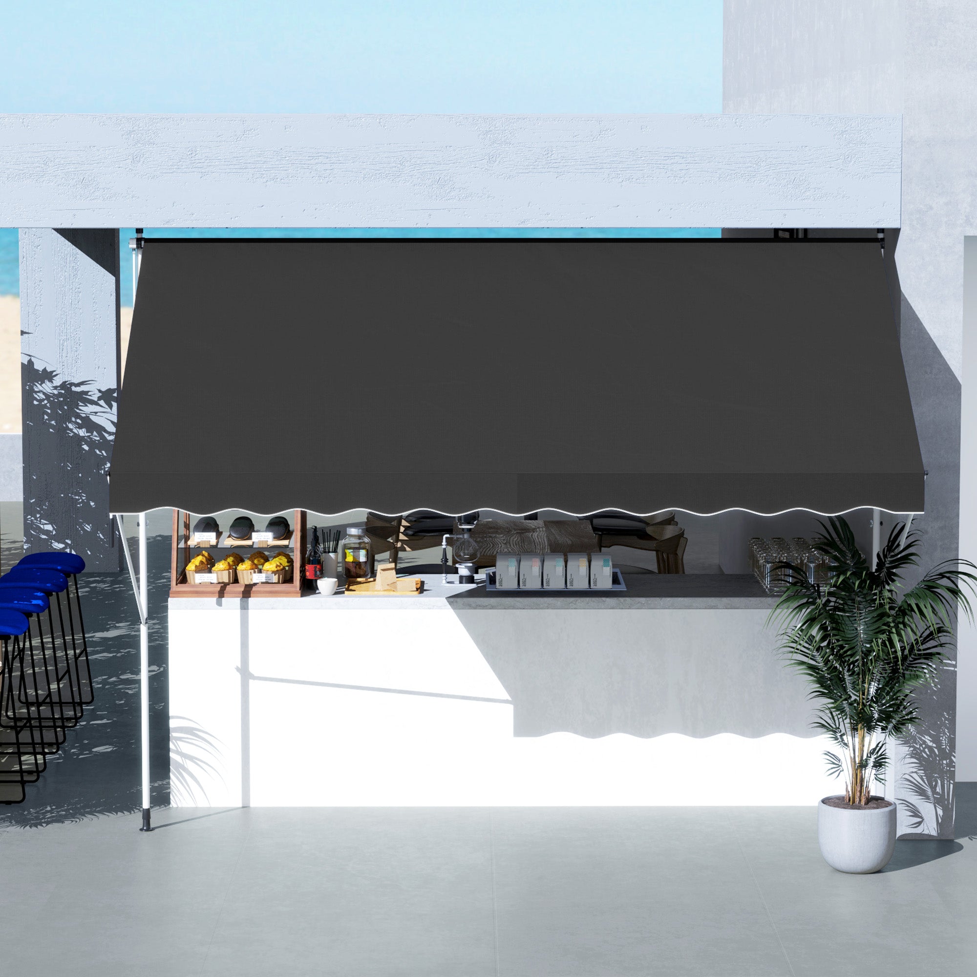 Outsunny Retractable Floor-to-Ceiling Patio Awning, 3 x 1.5 m