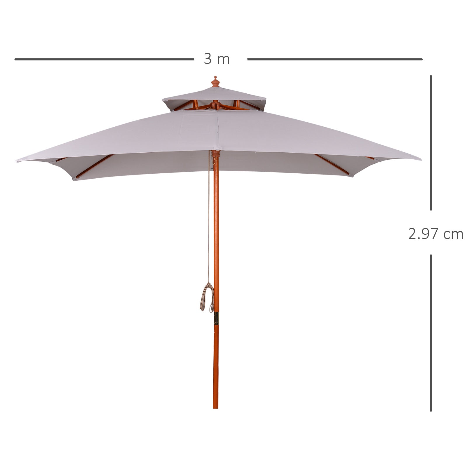 Double-Tier Garden Parasol with Pulley System, Grey