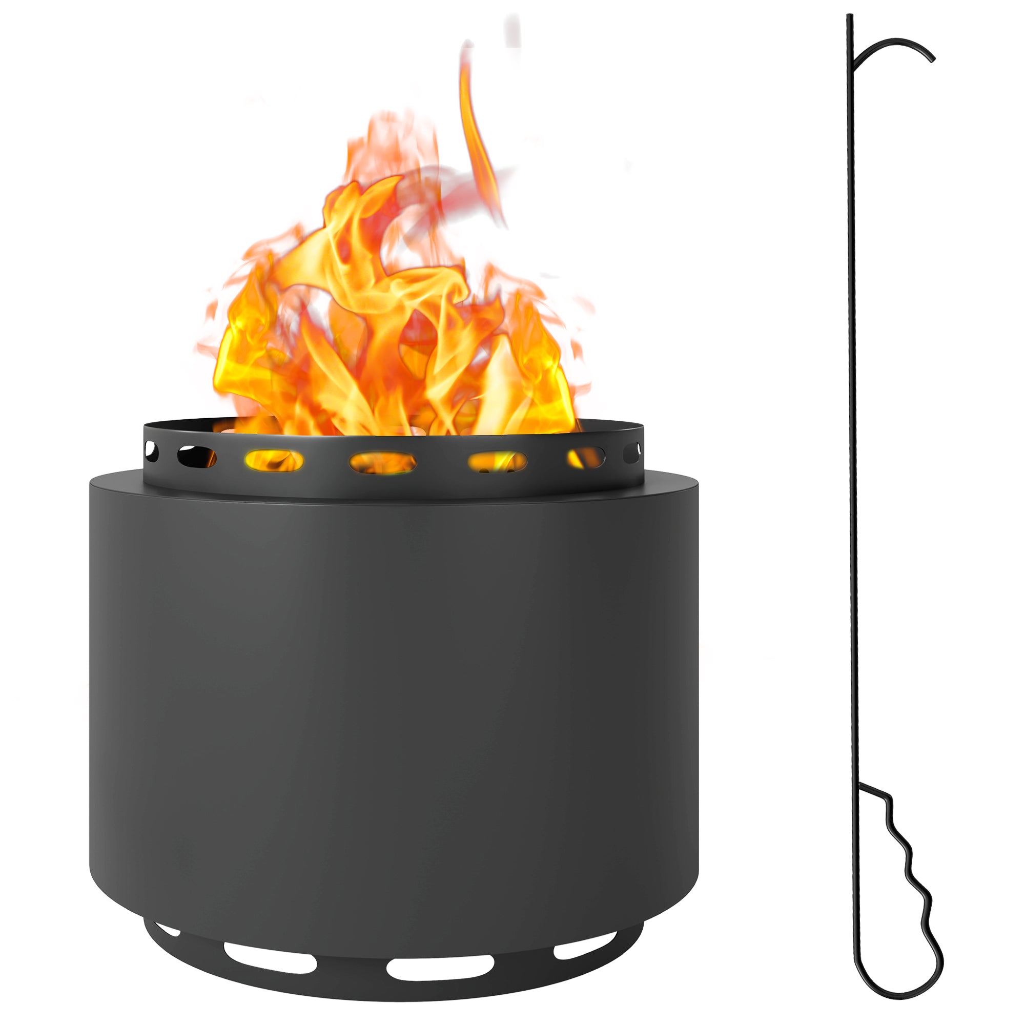 Outsunny 48.5cm Smokeless Wood Burning Metal Fire Pit, Dark Grey