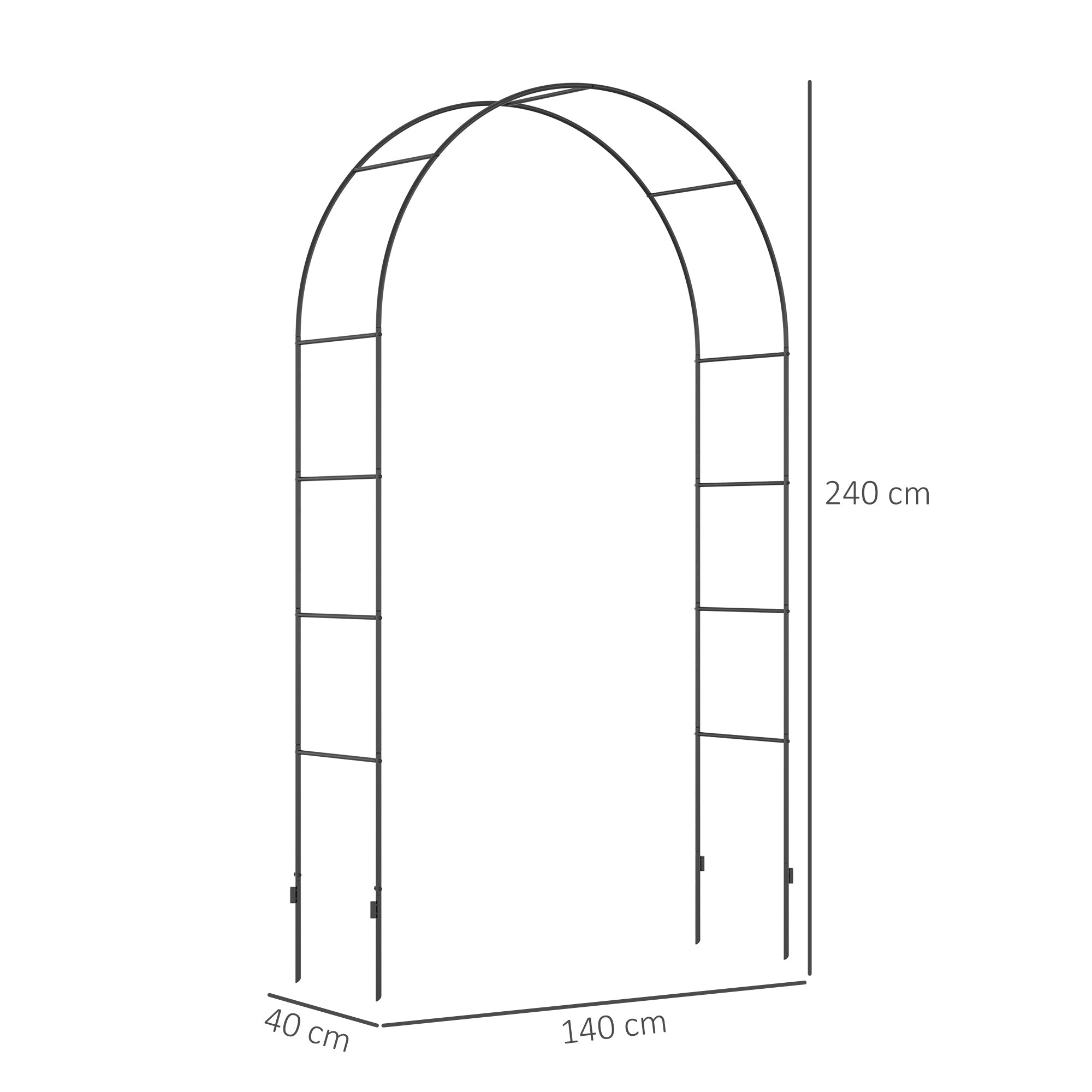 Outsunny Metal Garden Arch Arbor for Climbing Plants, Black
