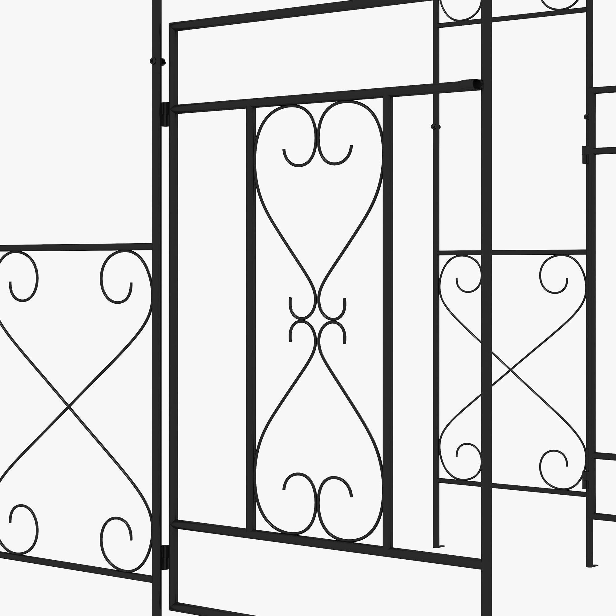 Outsunny Decorative Black Steel Garden Arch with Double Gate