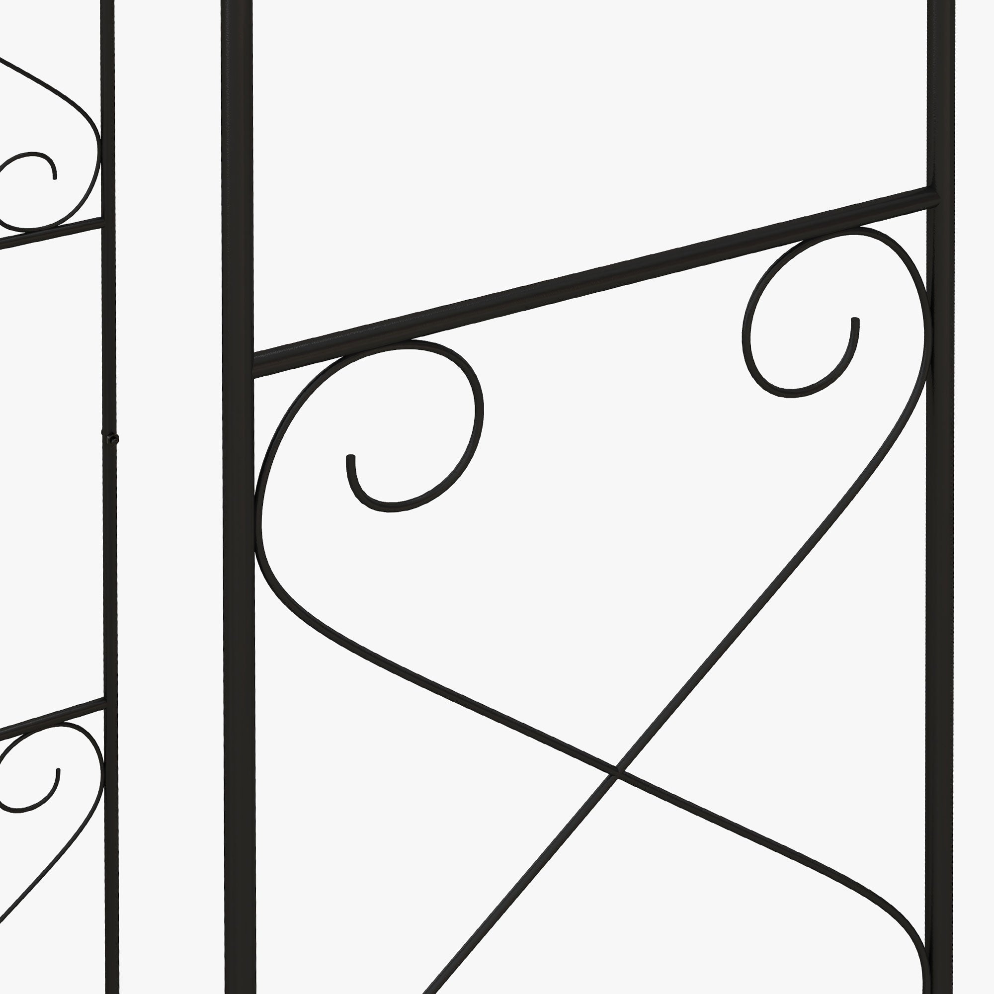 Outsunny Decorative Black Steel Garden Arch with Double Gate