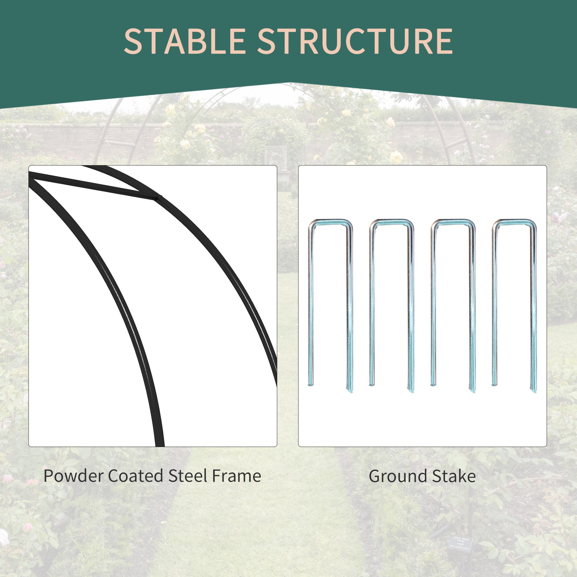 Outsunny Steel Garden Arch with Double Gate for Plants and Weddings