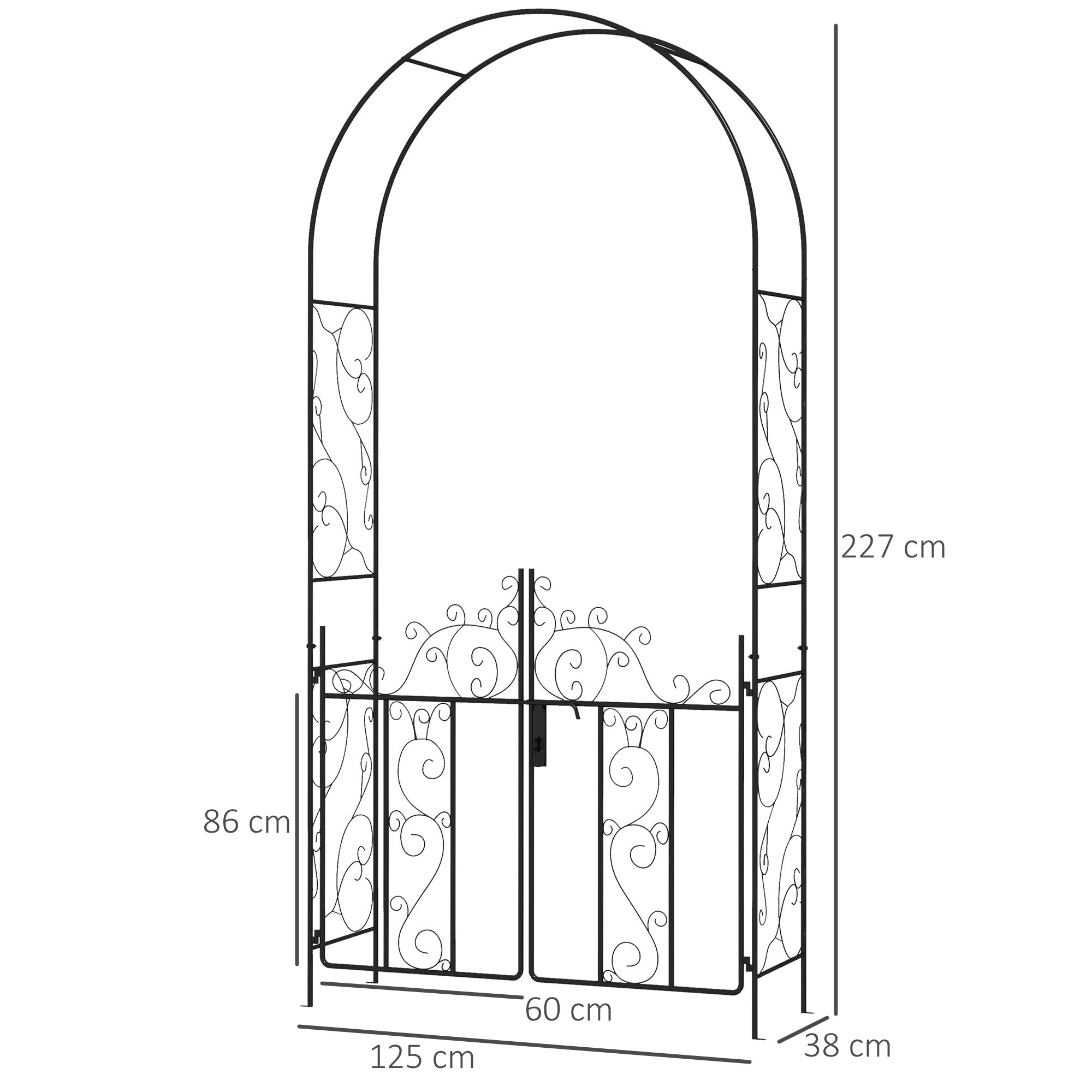 Outsunny Steel Garden Arch with Double Gate for Plants and Weddings