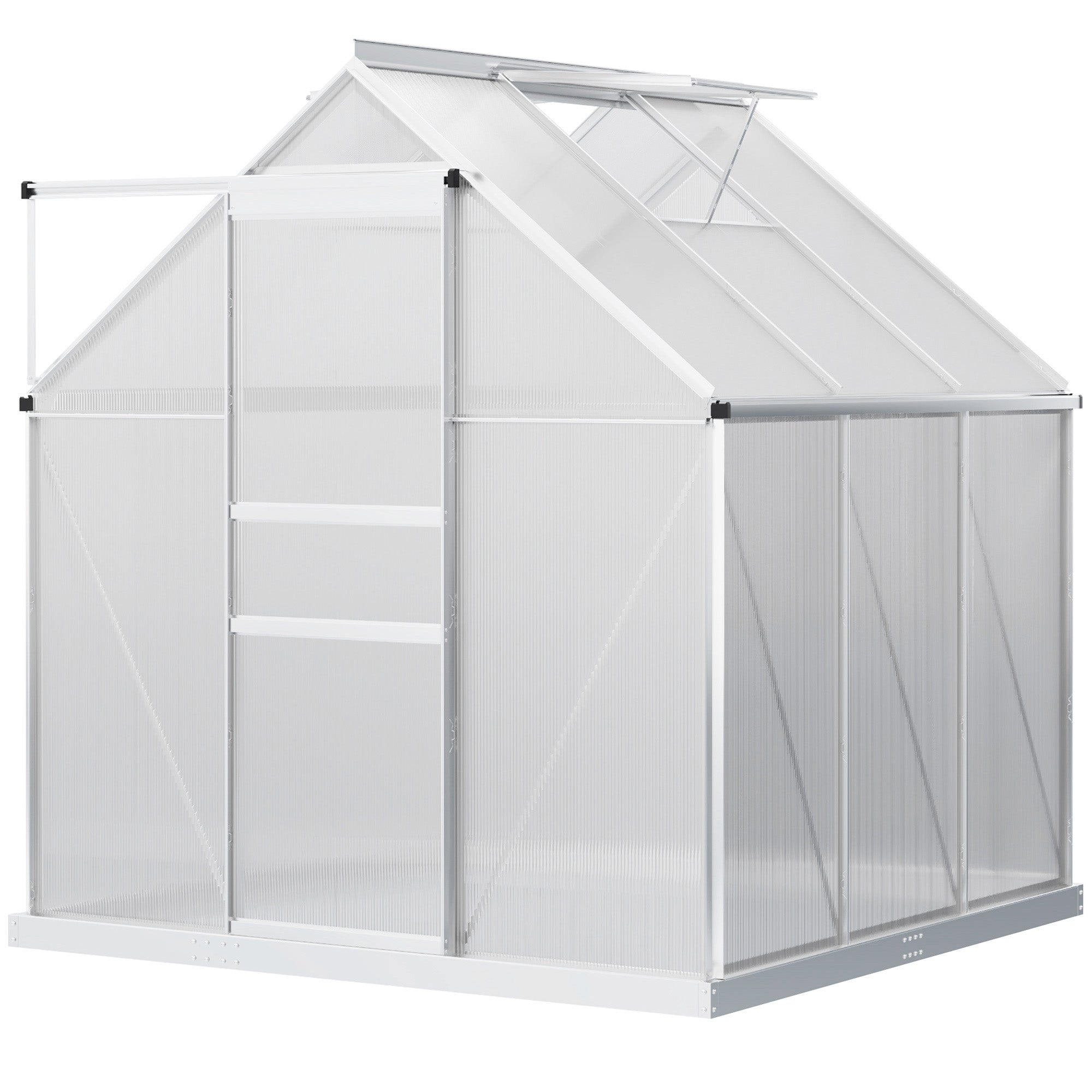 Outsunny Walk-In Polycarbonate Garden Greenhouse with Sliding Door