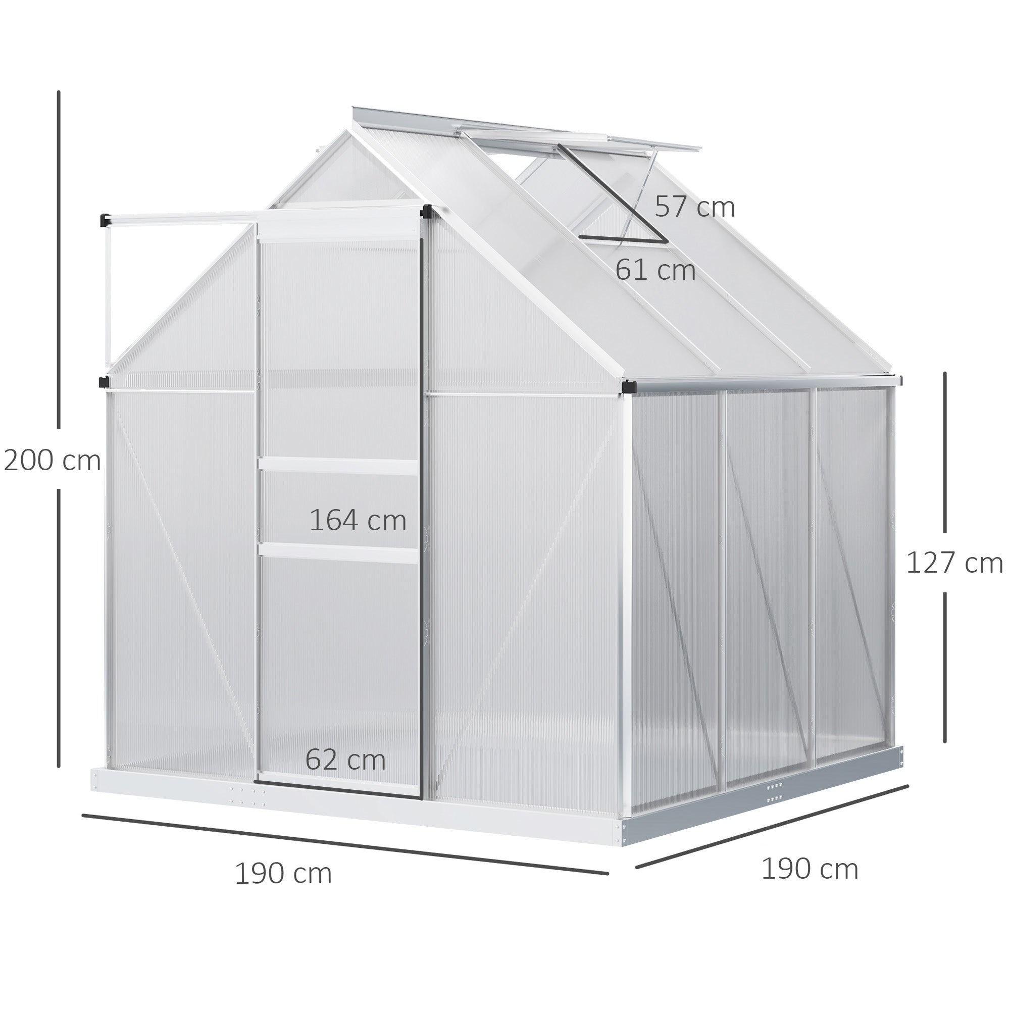 Outsunny Walk-In Polycarbonate Garden Greenhouse with Sliding Door
