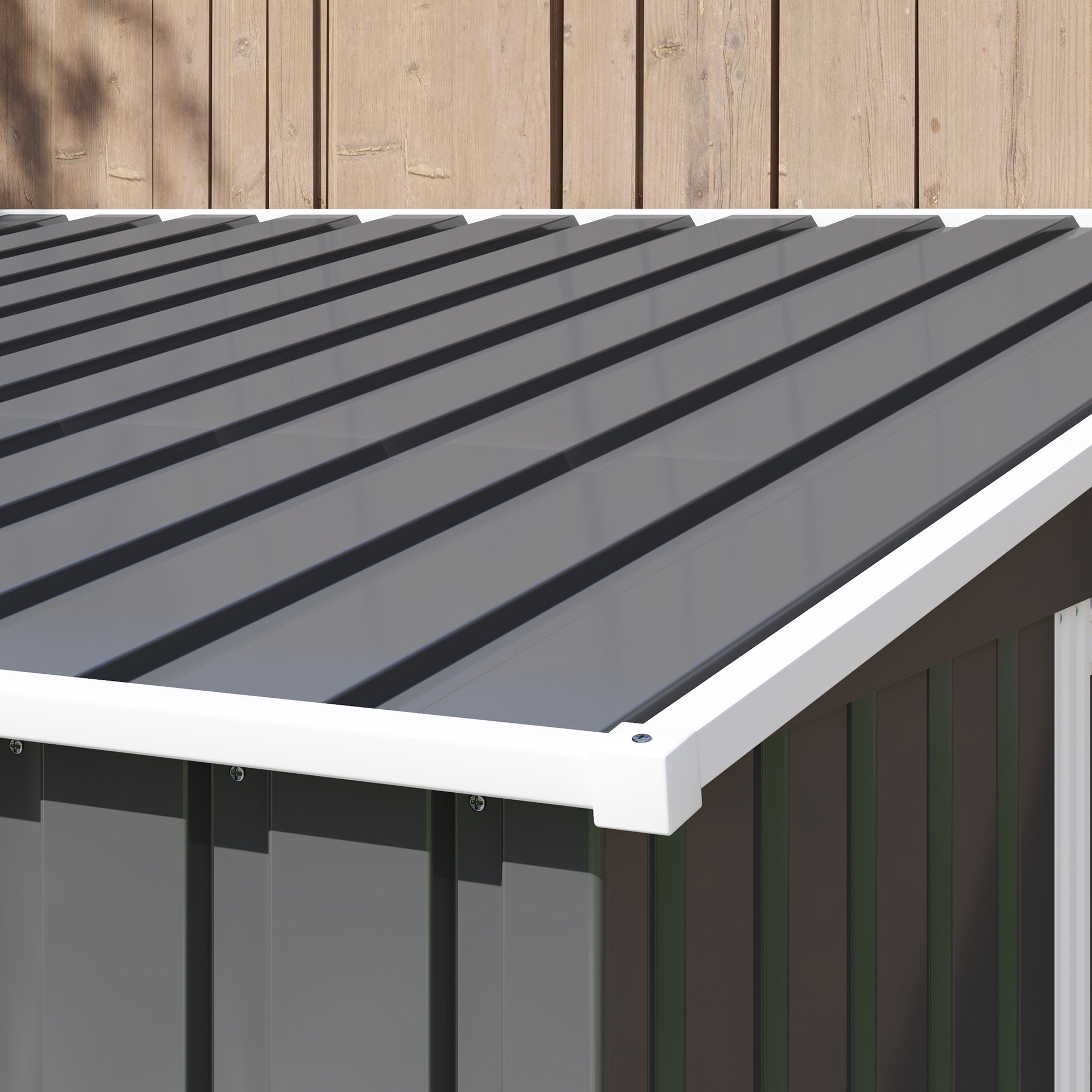 Outsunny 7 x 5ft Lean-To Metal Garden Shed with Foundation, Dark Grey