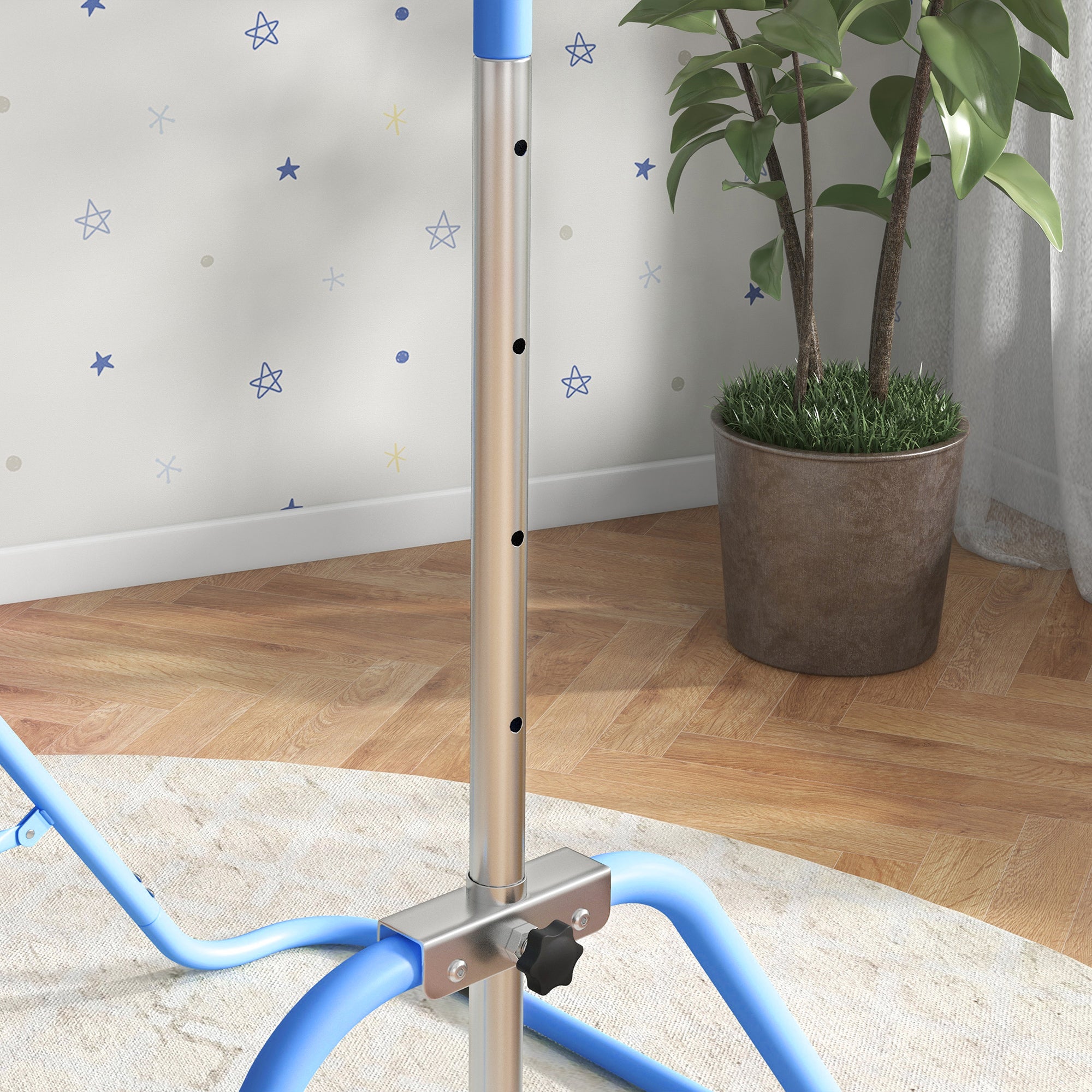 HOMCOM Adjustable Kids Gymnastic Training Bar, Foldable, Blue