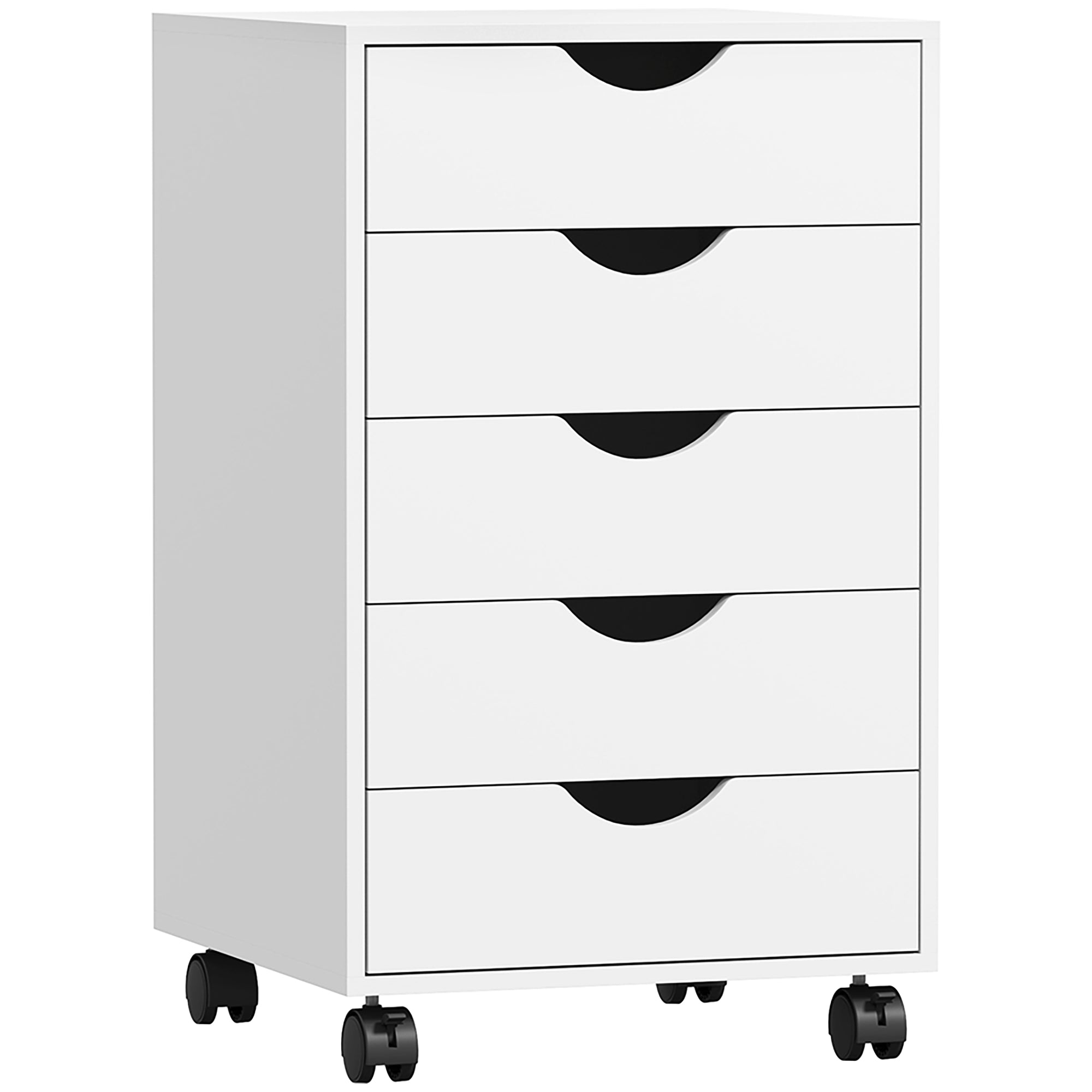 HOMCOM Mobile 5-Drawer Filing Cabinet, White, Home Office Storage