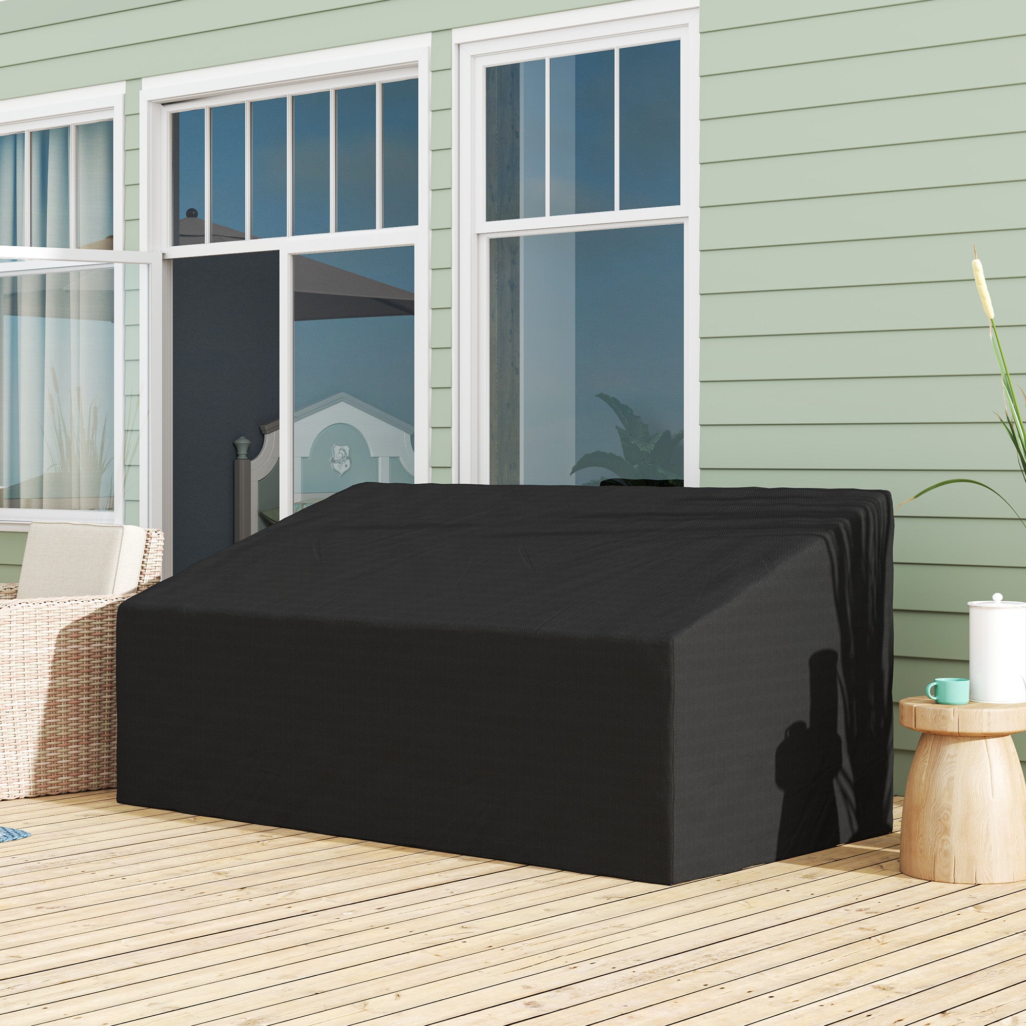 Outsunny 600D Waterproof Oxford 3-Seater Sofa Cover, Black, 218x111x101cm