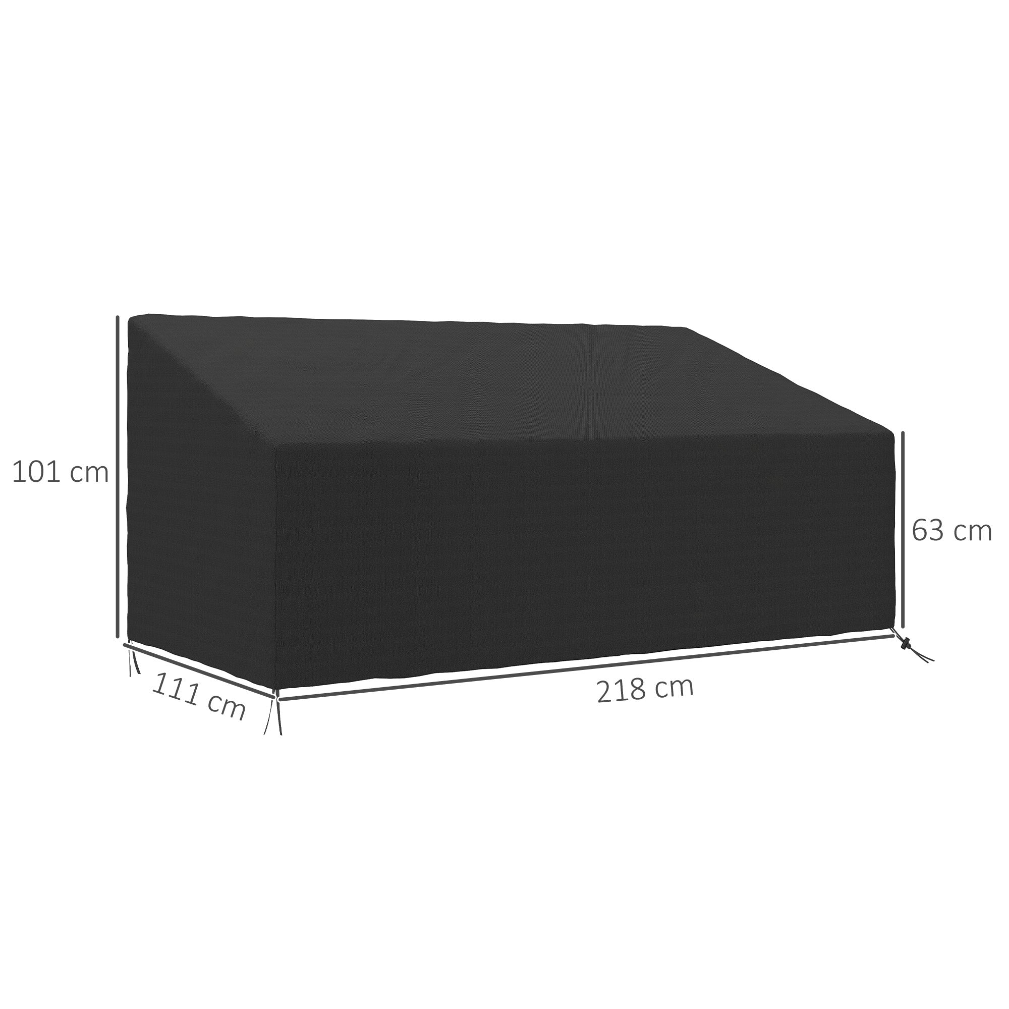 Outsunny 600D Waterproof Oxford 3-Seater Sofa Cover, Black, 218x111x101cm