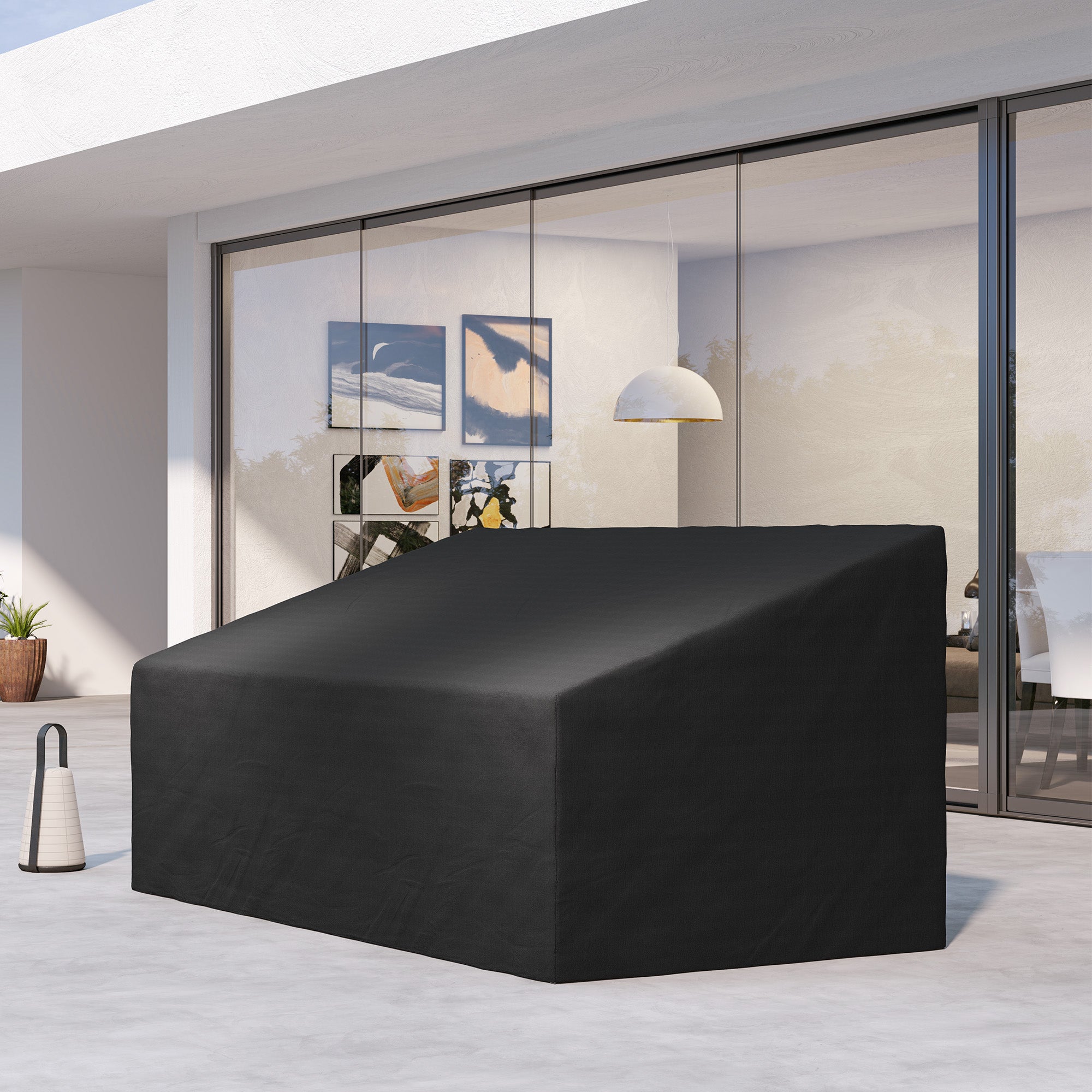 Outsunny 600D Waterproof Oxford 3-Seater Sofa Cover, Black, 218x111x101cm