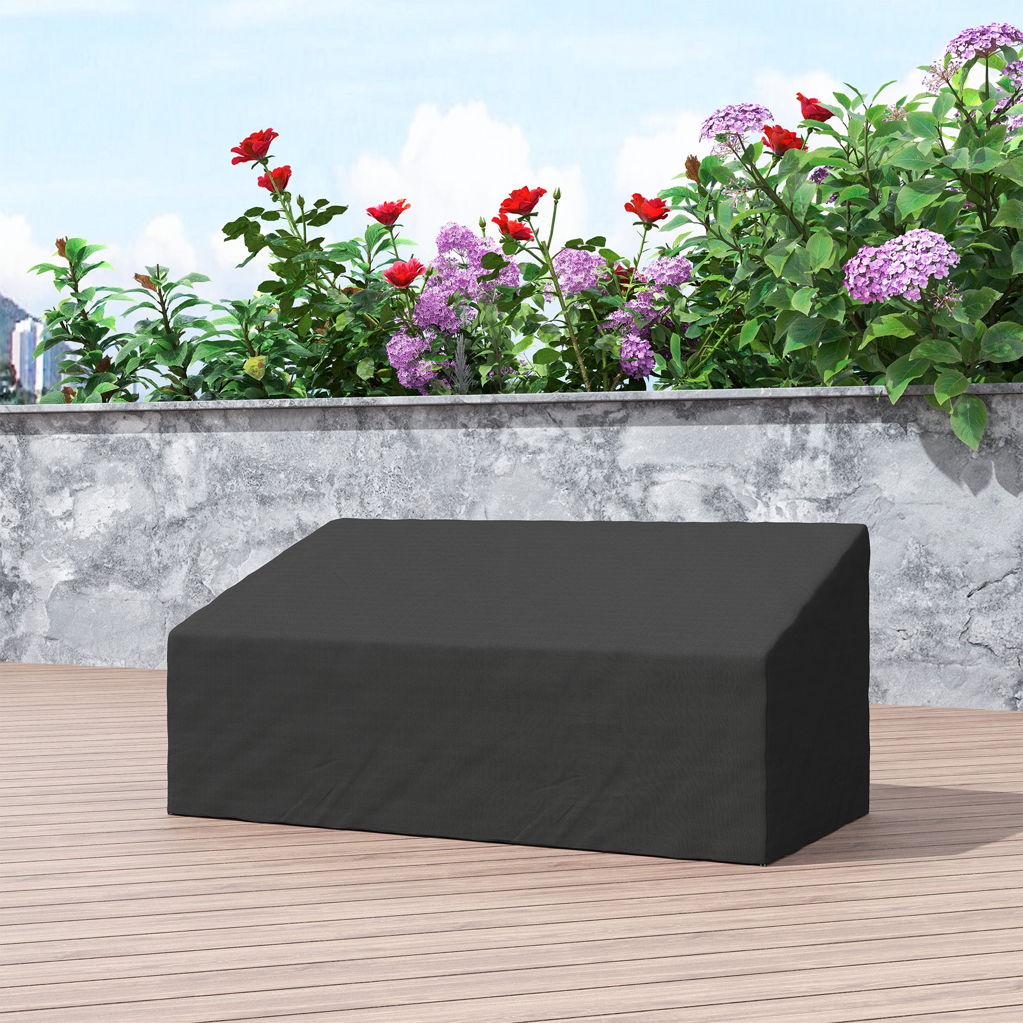 Outsunny 600D Waterproof Oxford 3-Seater Sofa Cover, Black, 218x111x101cm