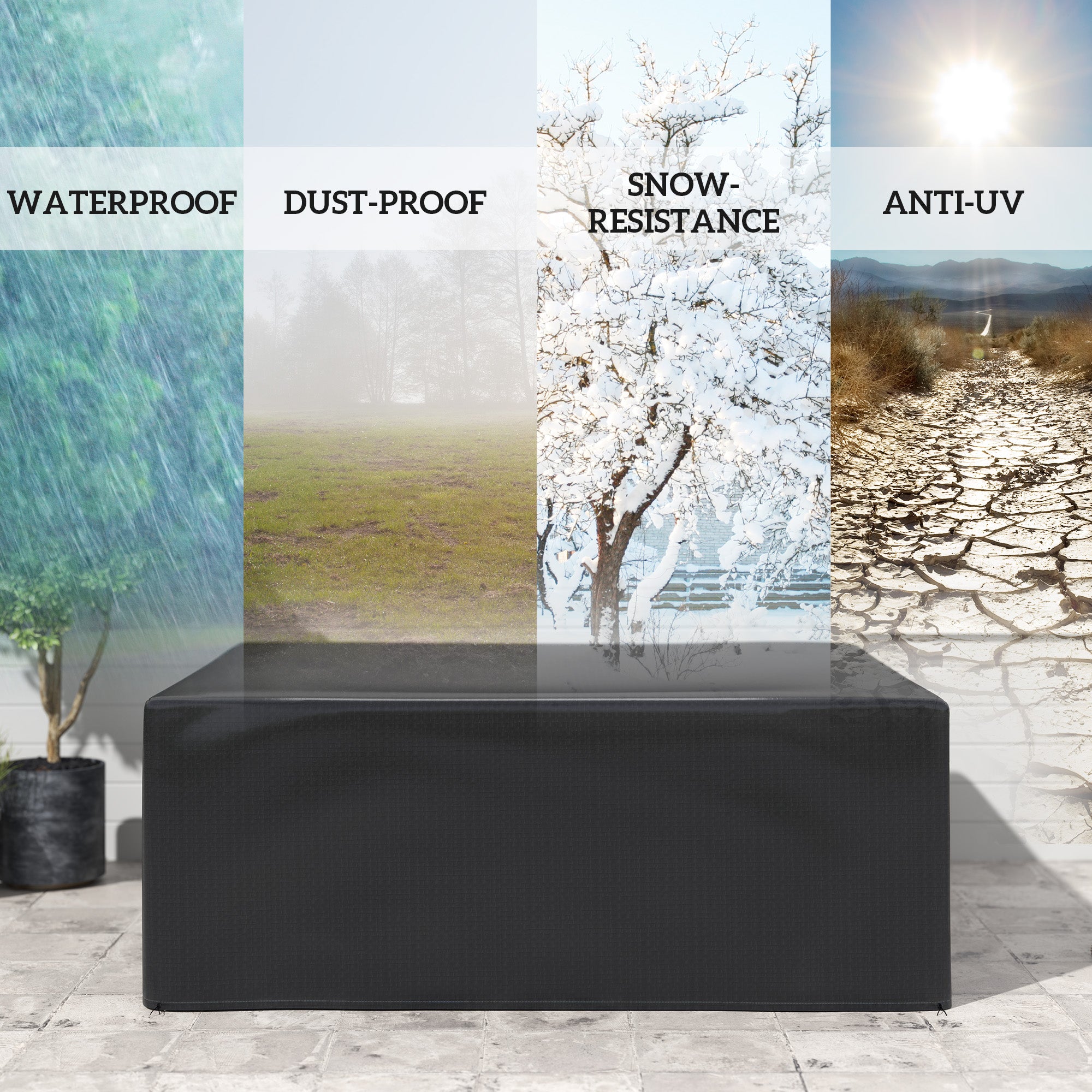 Outsunny Large Outdoor Garden Furniture Cover, 235 x 190 x 90 cm, Black