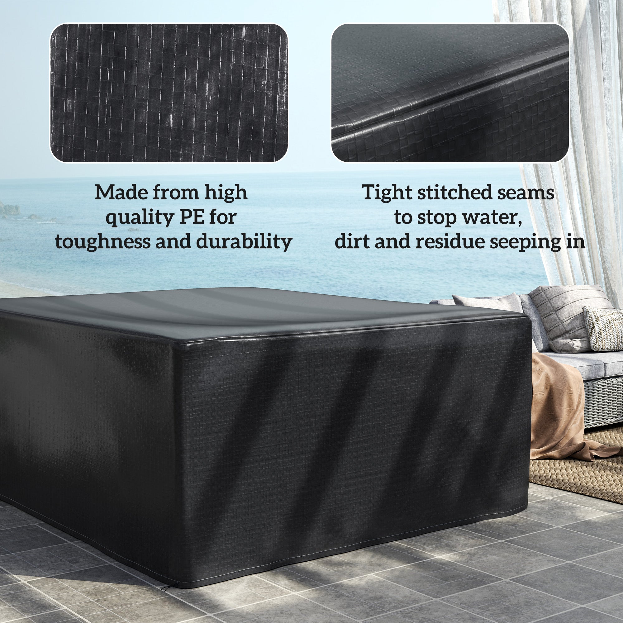 Outsunny Large Outdoor Garden Furniture Cover, 235 x 190 x 90 cm, Black