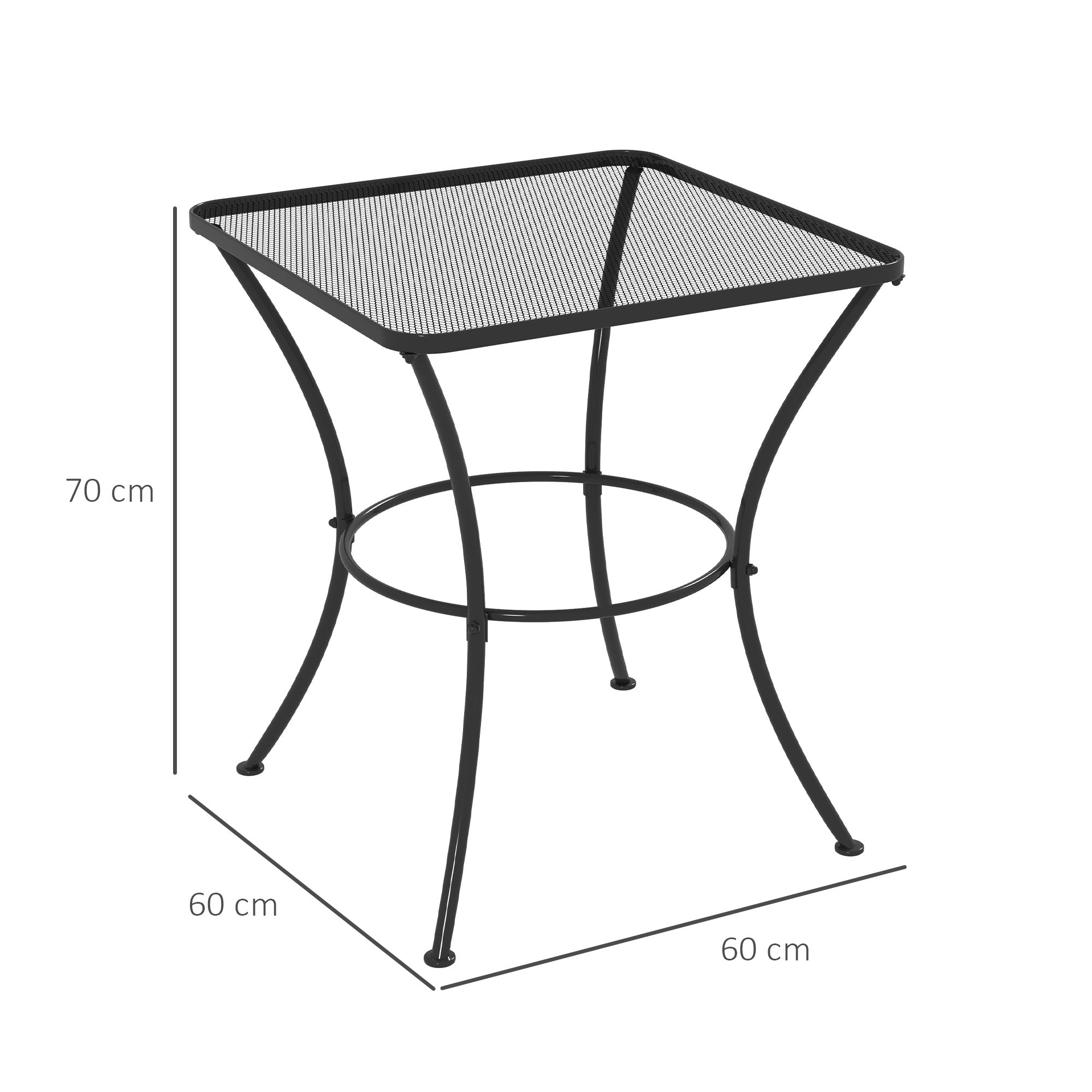 Outsunny 60cm Square Steel Outdoor Bistro Table, Black