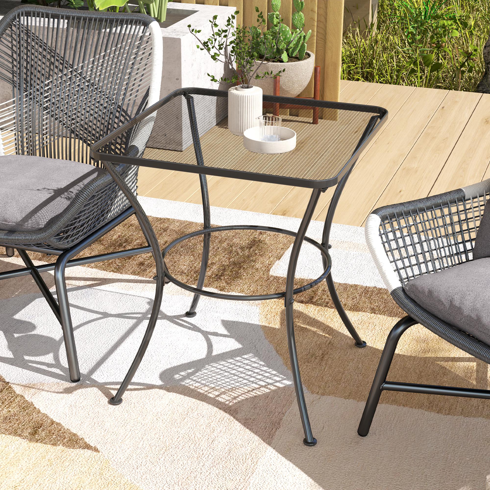 Outsunny 60cm Square Steel Outdoor Bistro Table, Black