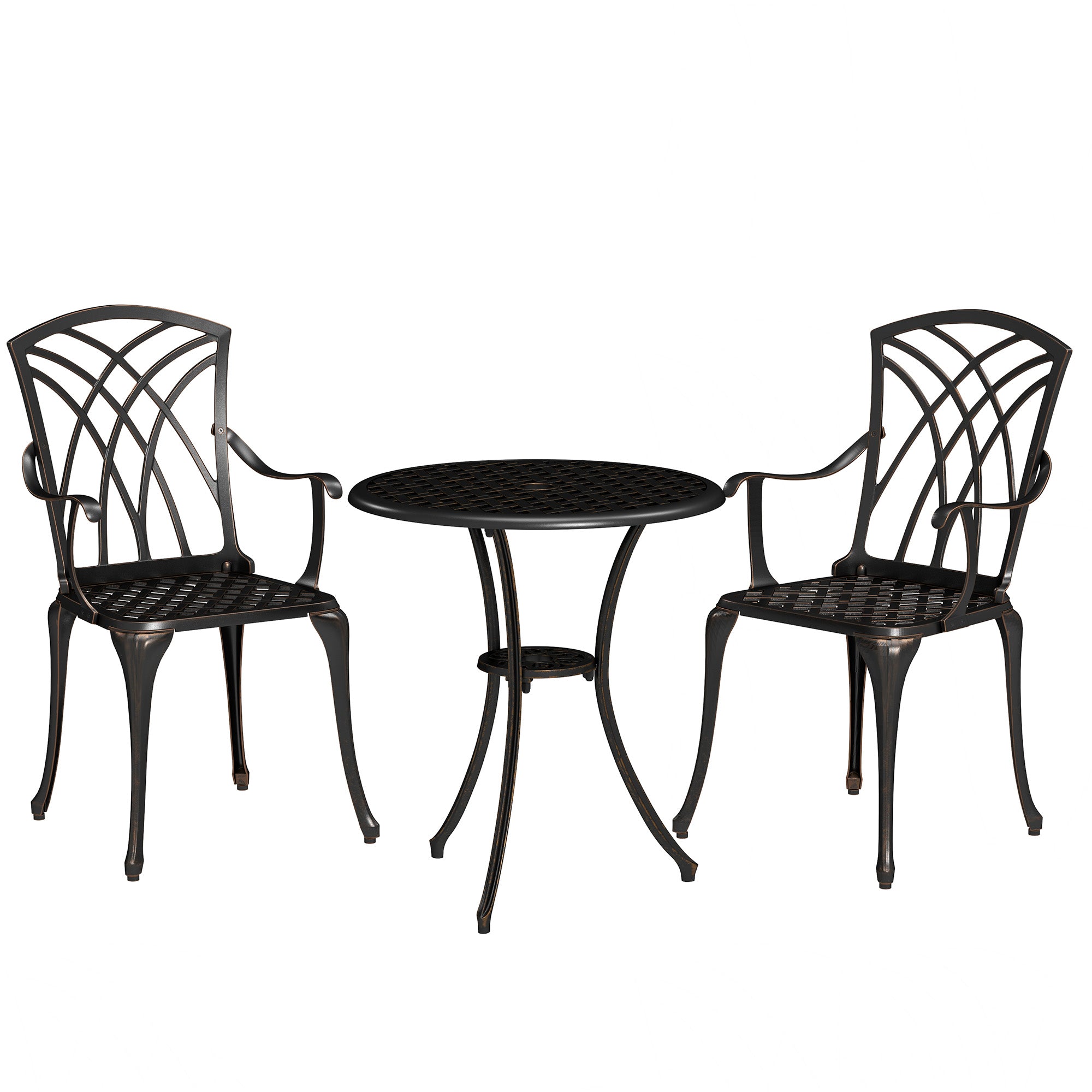 Outsunny 3-Piece Cast Aluminium Bistro Set with Umbrella Hole