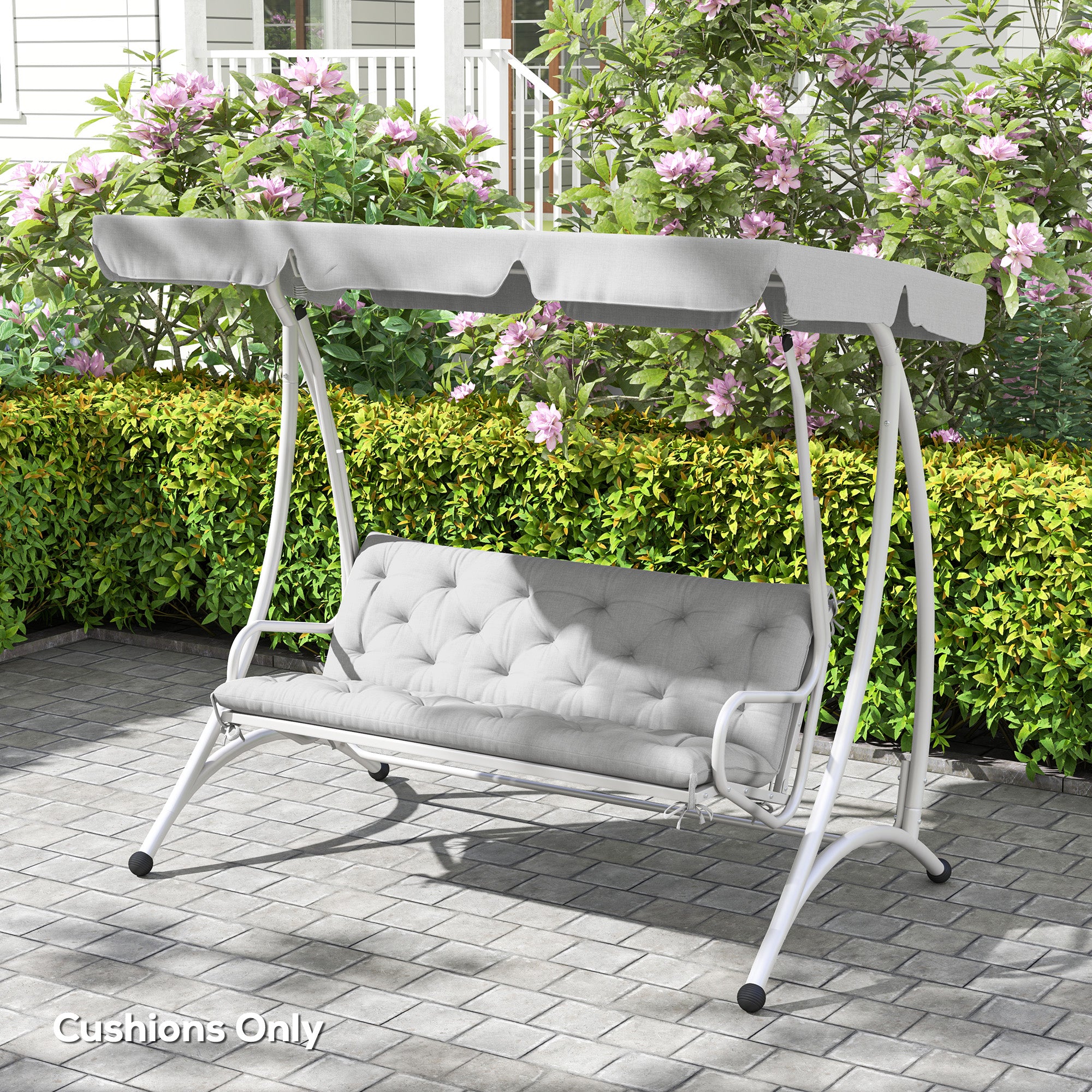 Outsunny Light Grey 3 Seater Garden Bench Cushion with Ties