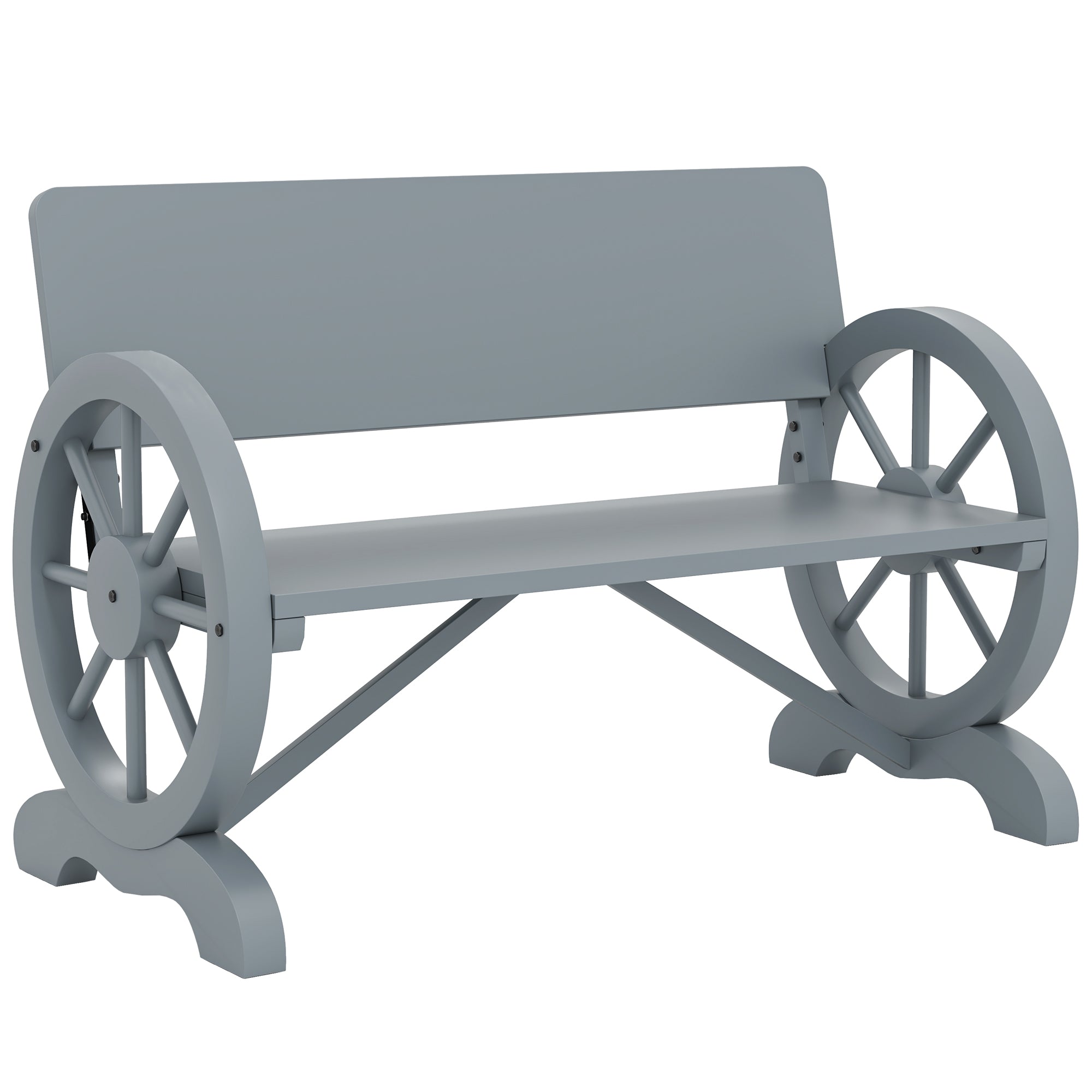 Outsunny Grey Fir Wood 2-Seater Garden Bench with High Back