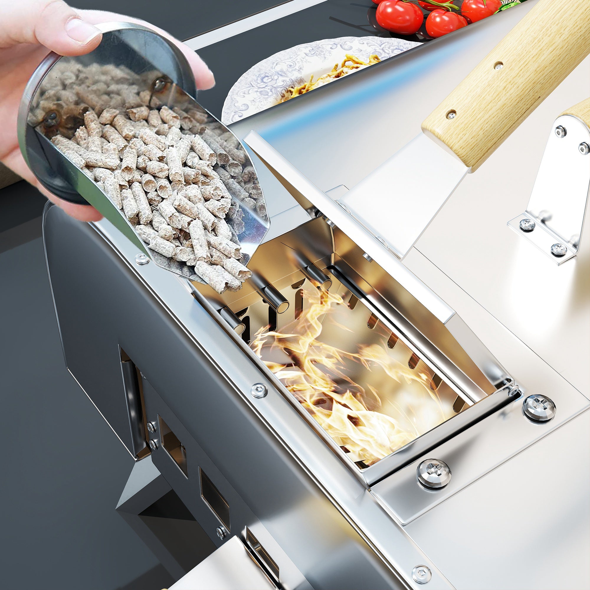 Outsunny Portable Wood Pellet Pizza Oven with Foldable Legs, 12-Inch Stone