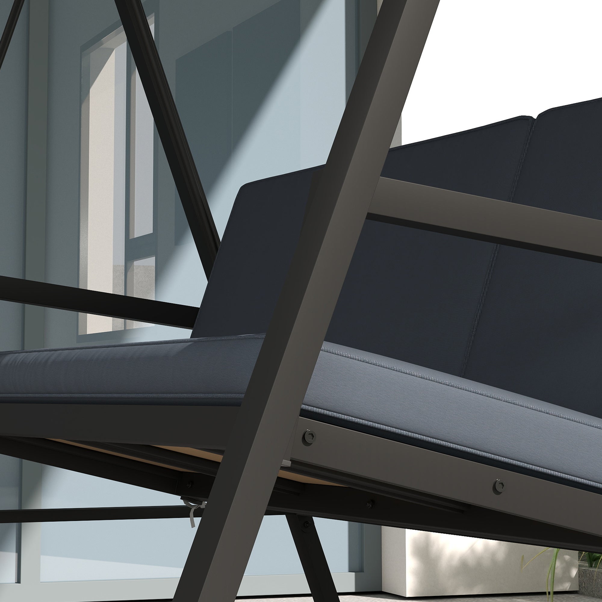 Outsunny 3 Seater Garden Swing Chair, Adjustable Canopy, Dark Grey