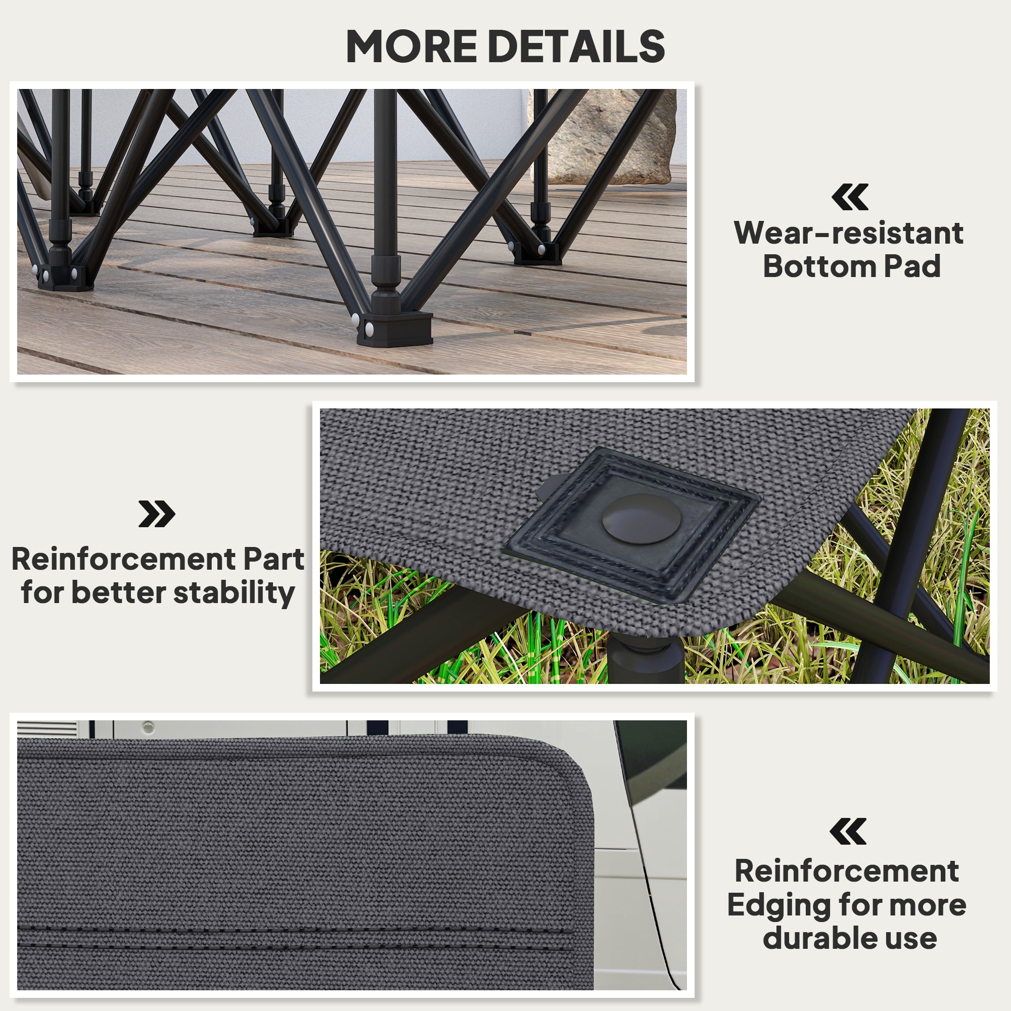 Outsunny 6-Seater Folding Camping Bench Chair with Cup Holders, Charcoal Grey