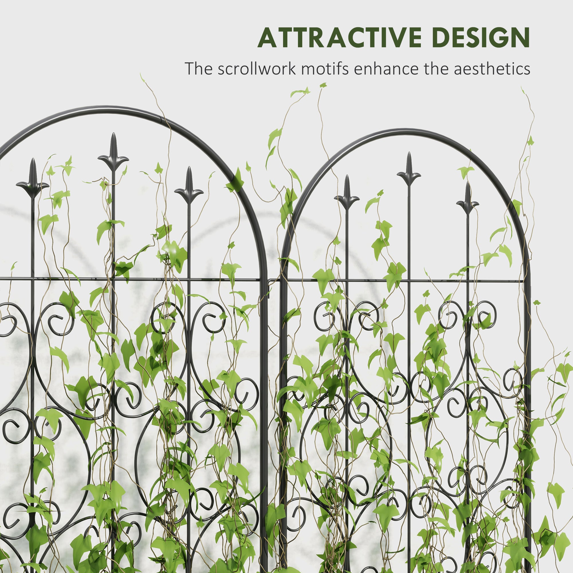 Outsunny Set of 2 Black Metal Garden Trellis Panels, 150 x 50 cm